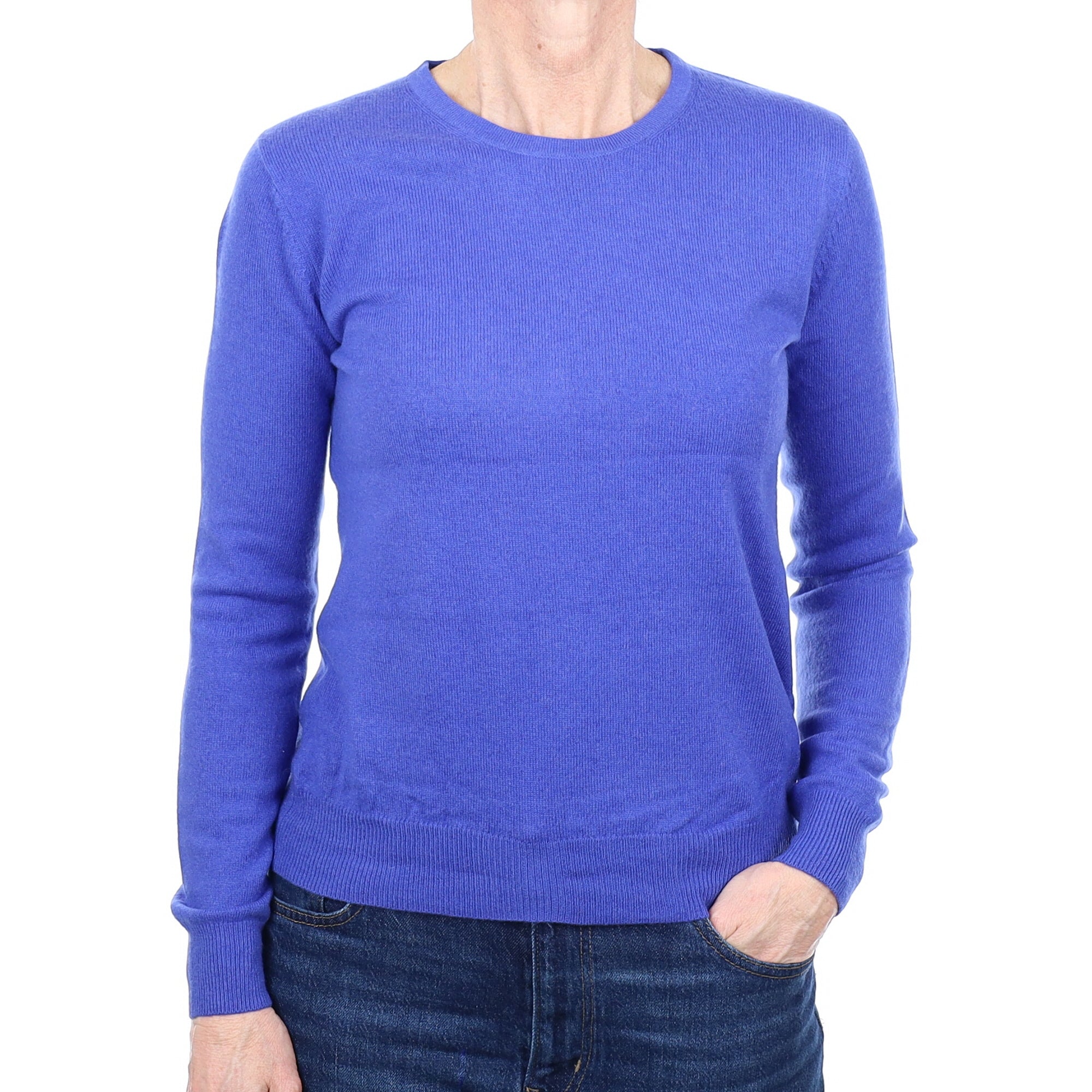 Cobalt Blue Cashmere Crew Neck Jumper Small