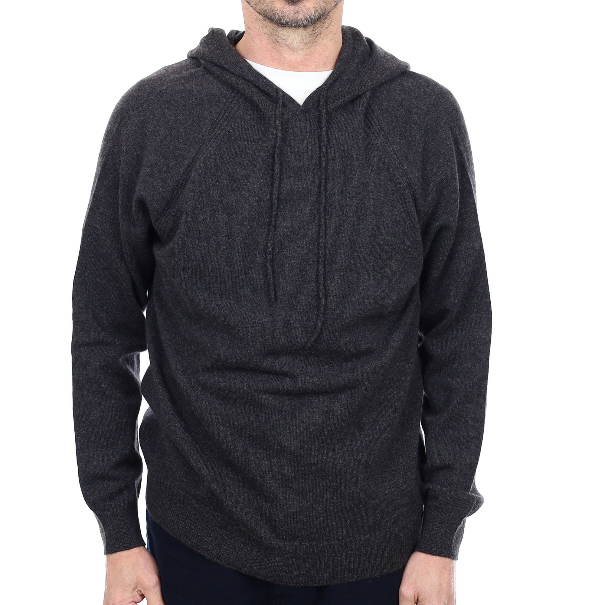 Men's Brand New Scottish Charcoal Grey Cashmere Hoodie Jumper Small