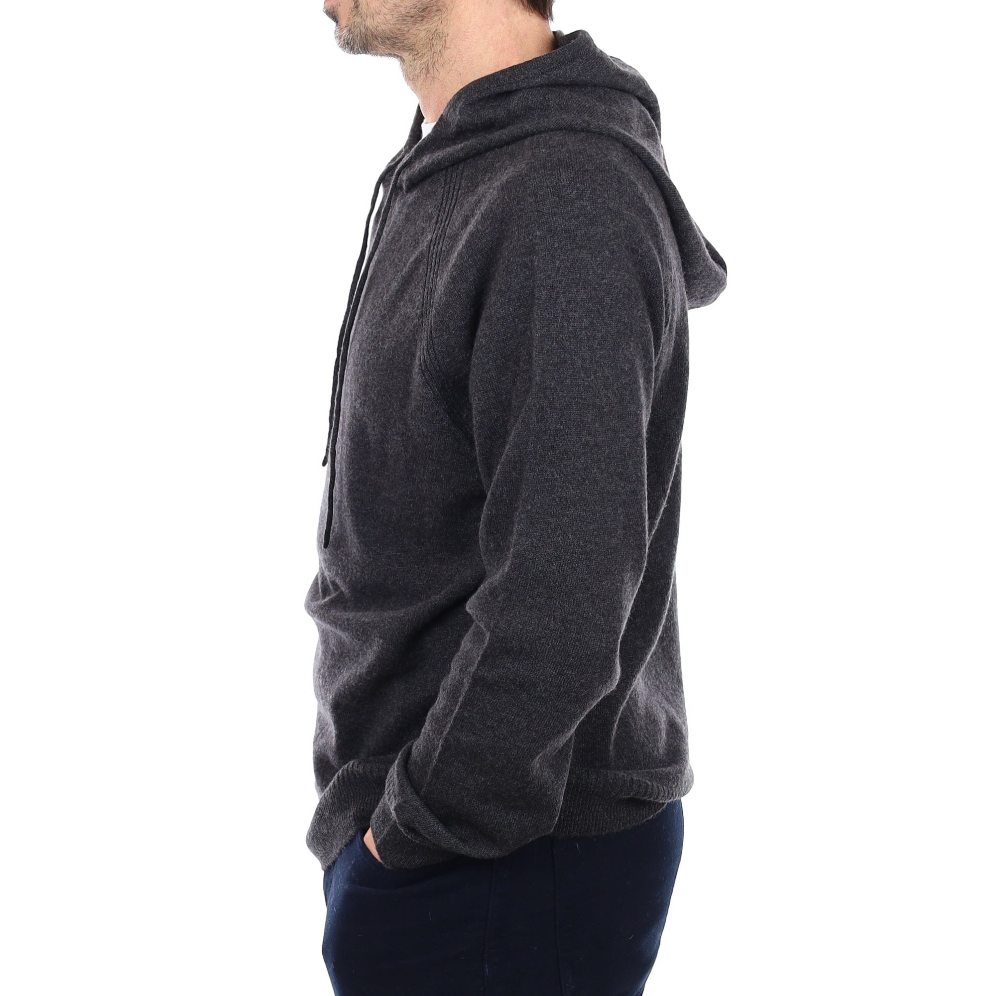 Men's Brand New Scottish Charcoal Grey Cashmere Hoodie Jumper Small