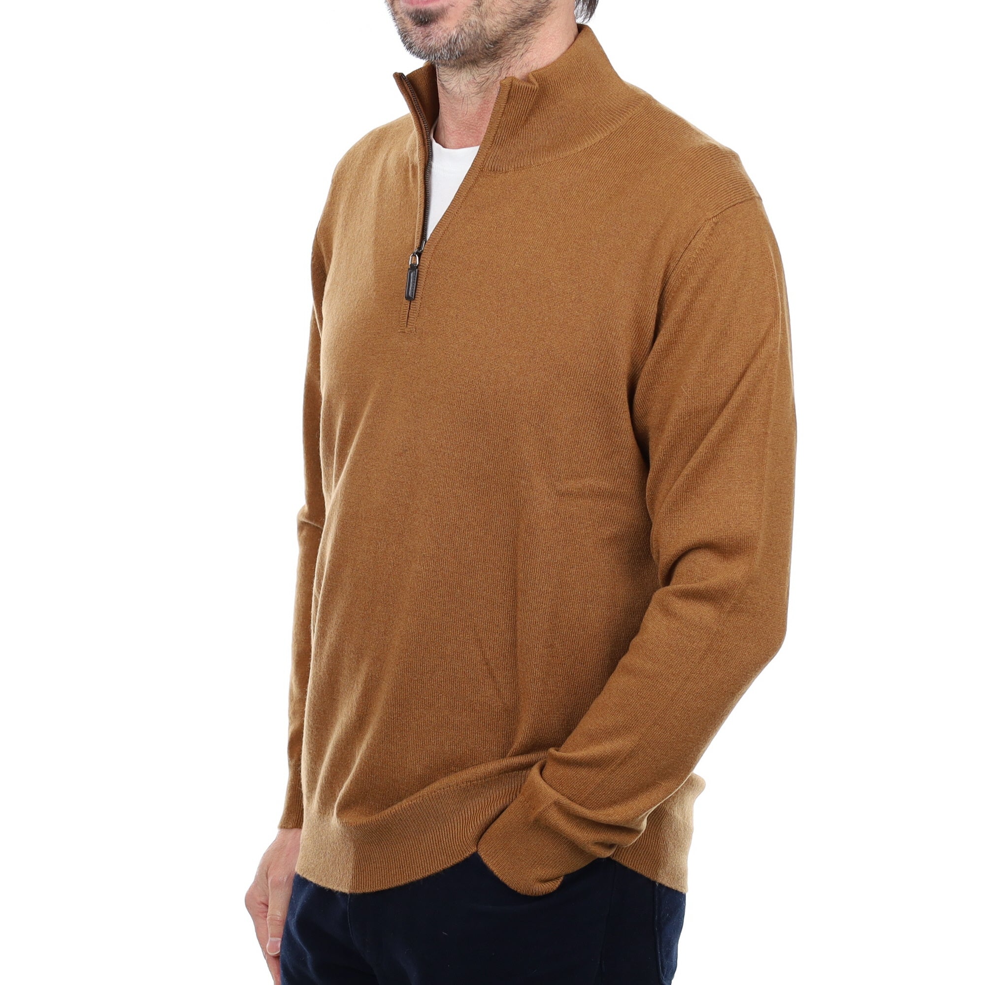 Men’s Brand New Scottish Cinnamon Cashmere Quarter Zip Jumper Small