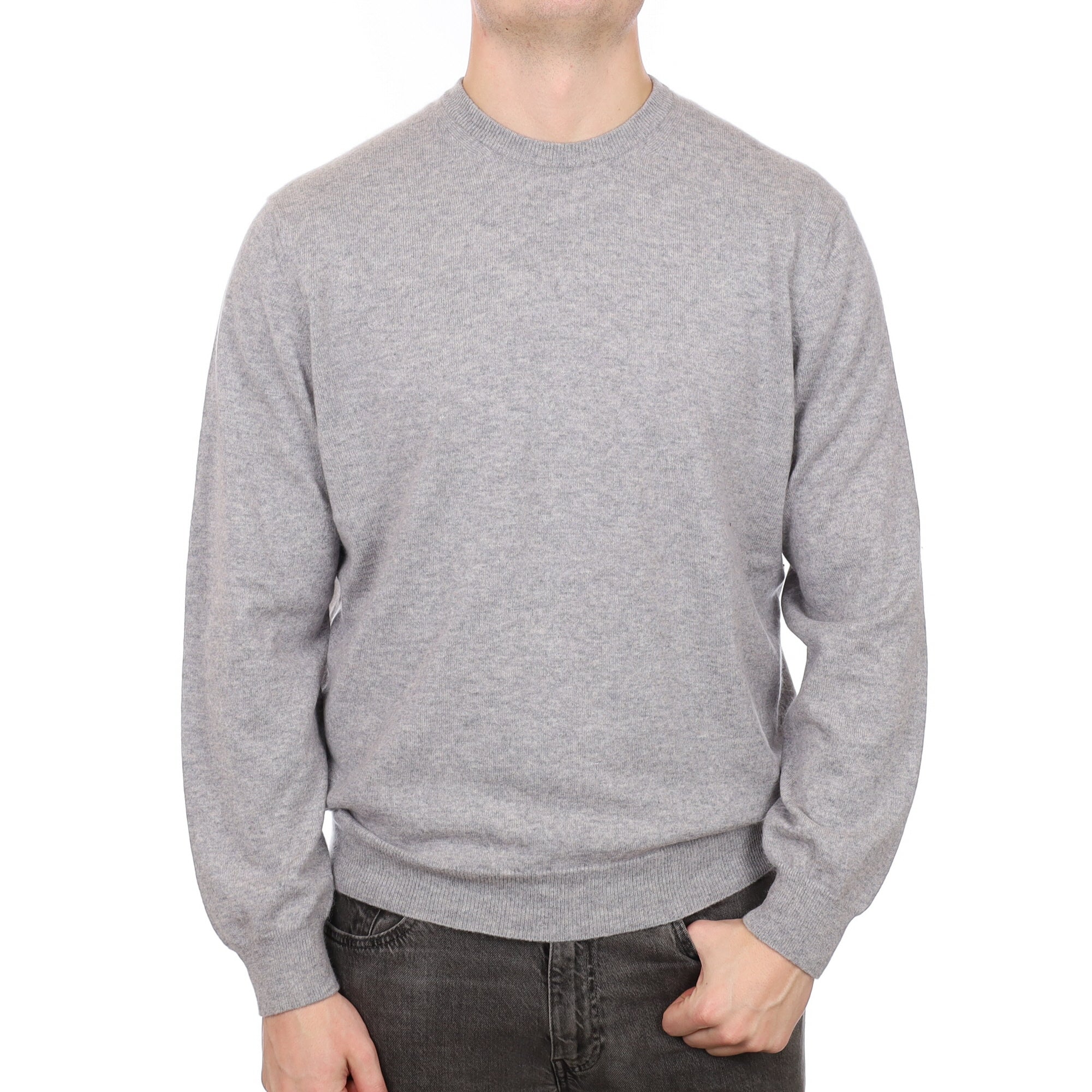 Men's Smoke Grey Cashmere Crew Neck Jumper XXL