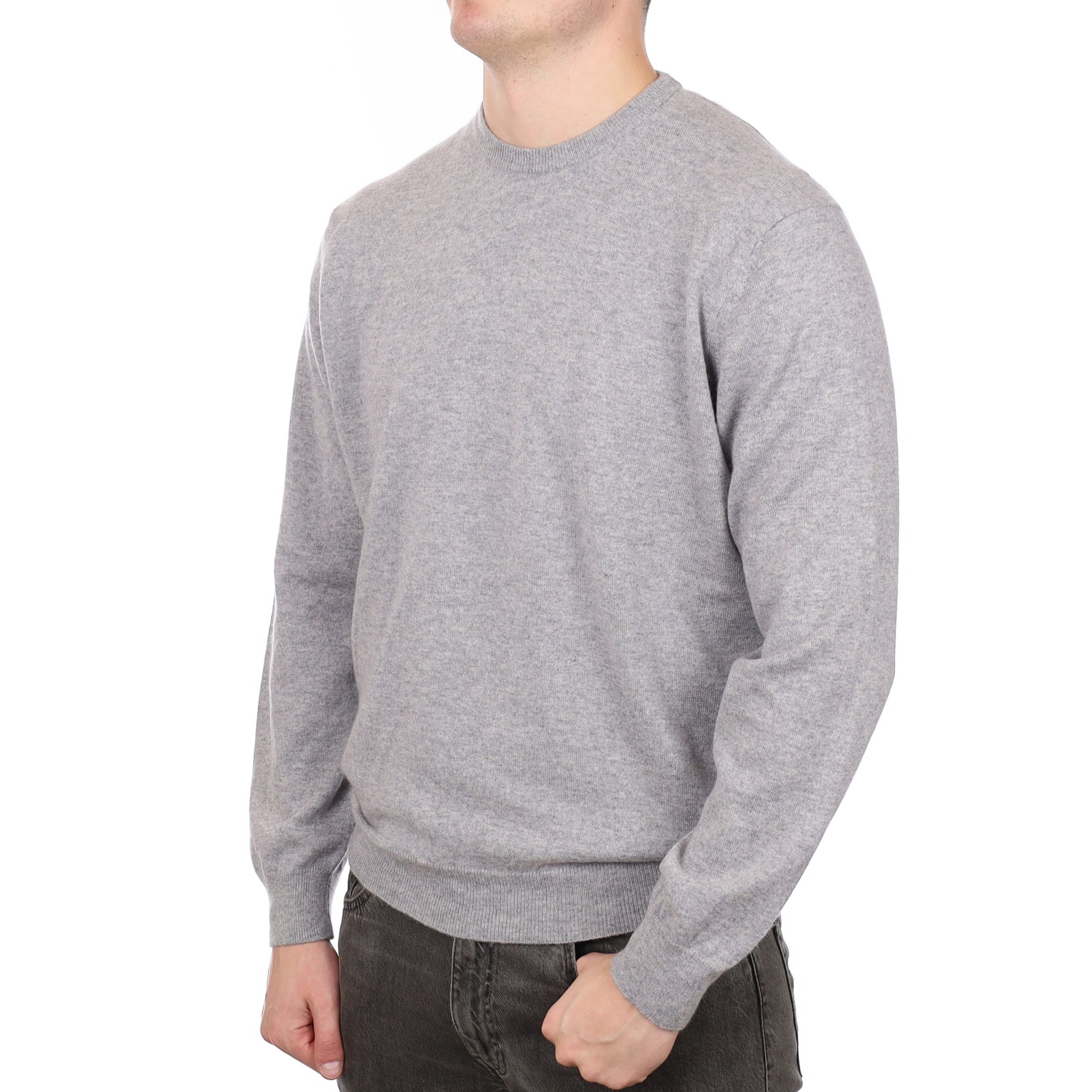 Men's Smoke Grey Cashmere Crew Neck Jumper XXL