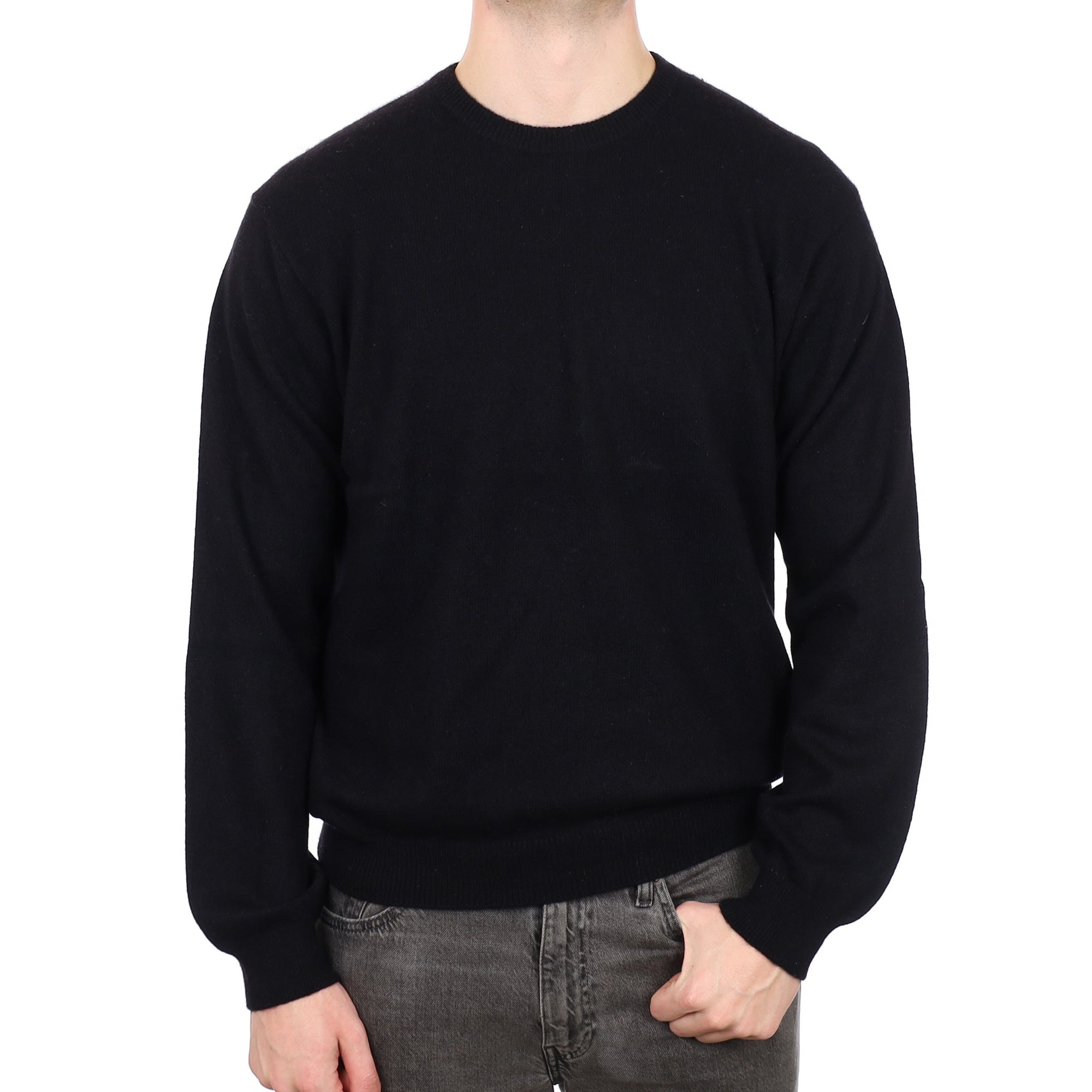 Men's Black Cashmere Crew Neck Jumper XXL