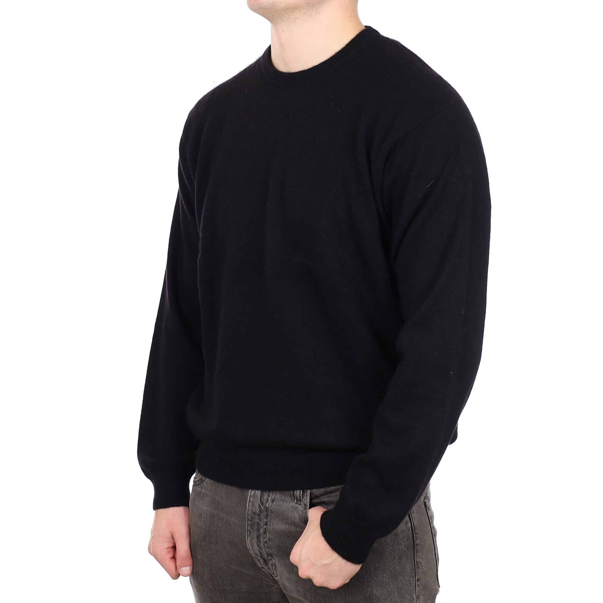 Men's Black Cashmere Crew Neck Jumper XXL