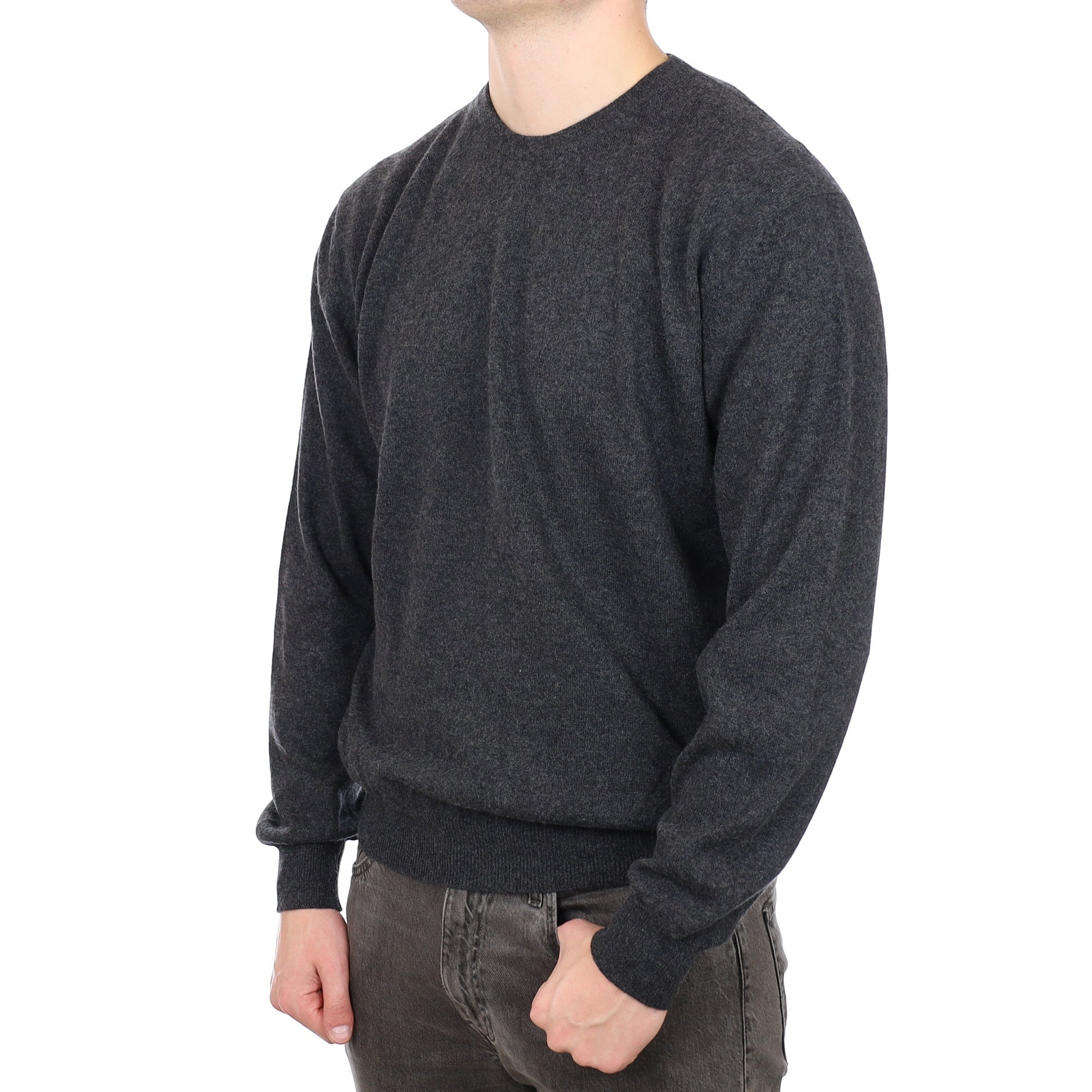 Men's Charcoal Grey Cashmere Crew Neck Jumper XXL