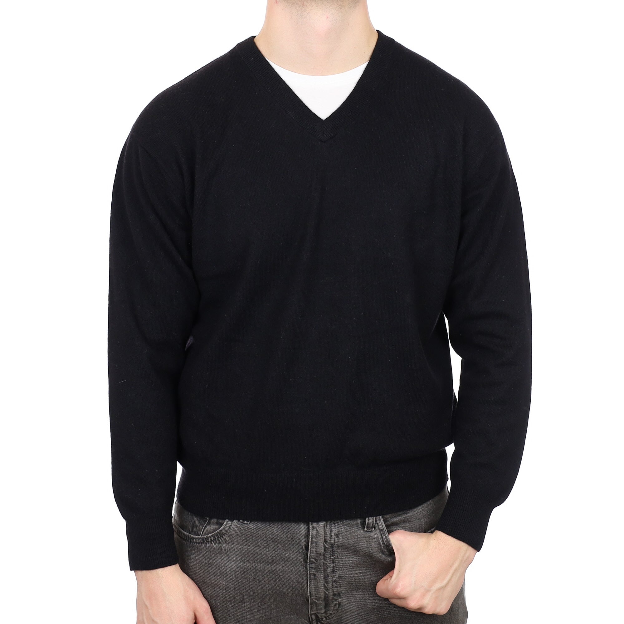 Men's Cashmere V Neck Jumper XL
