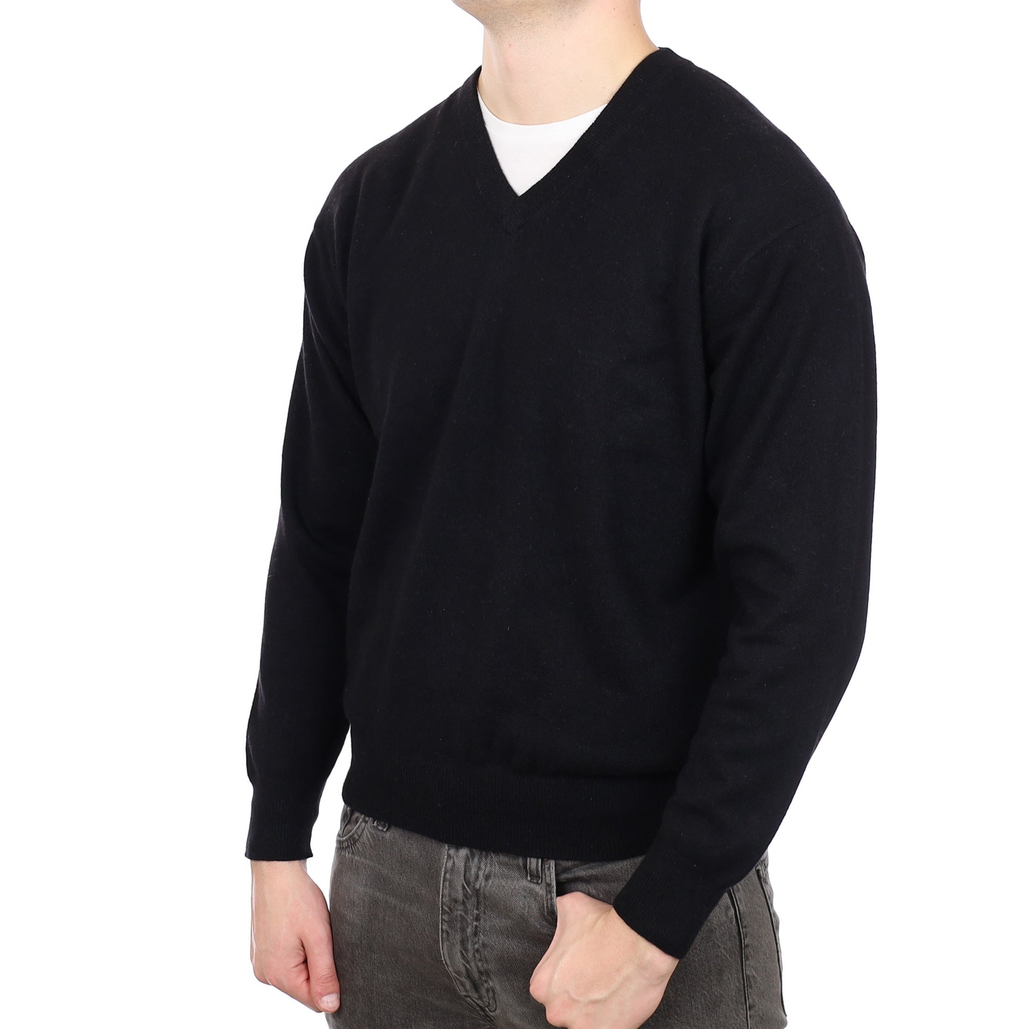 Men's Cashmere V Neck Jumper XL