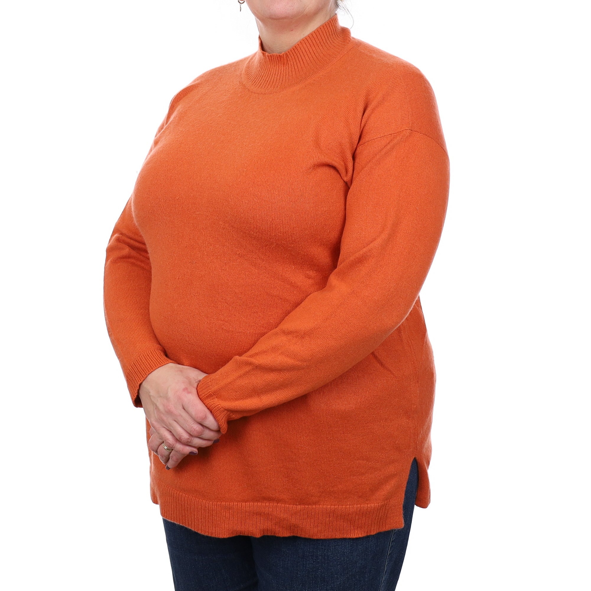 Pumpkin Orange Cashmere Turtle Neck Jumper Extra Large