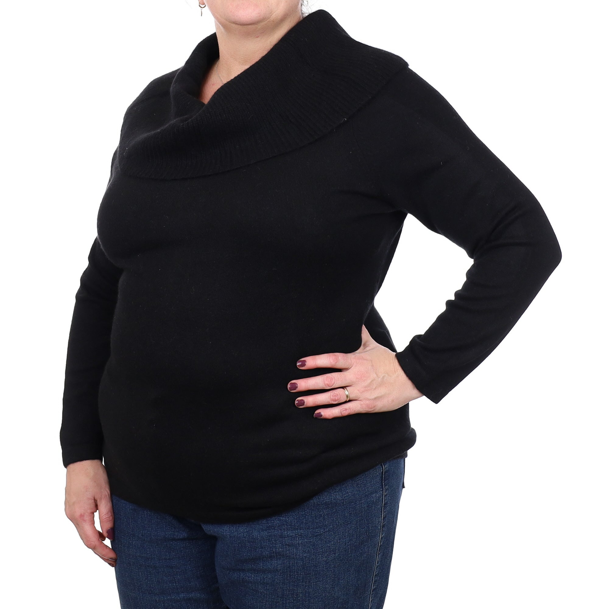 Black Cashmere Cowl Neck Jumper 2X Extra Large