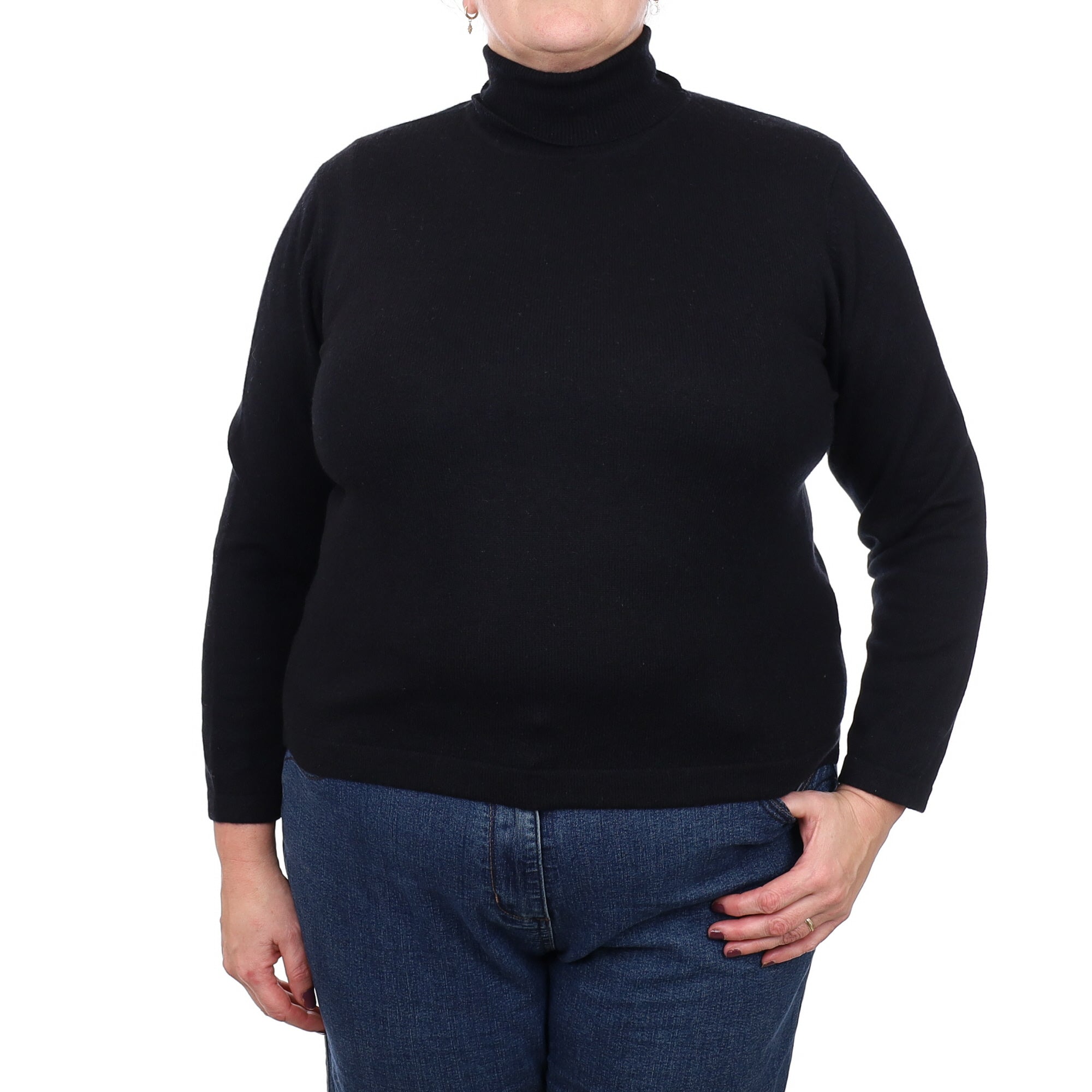 Black Cashmere Polo Neck Jumper Extra Large