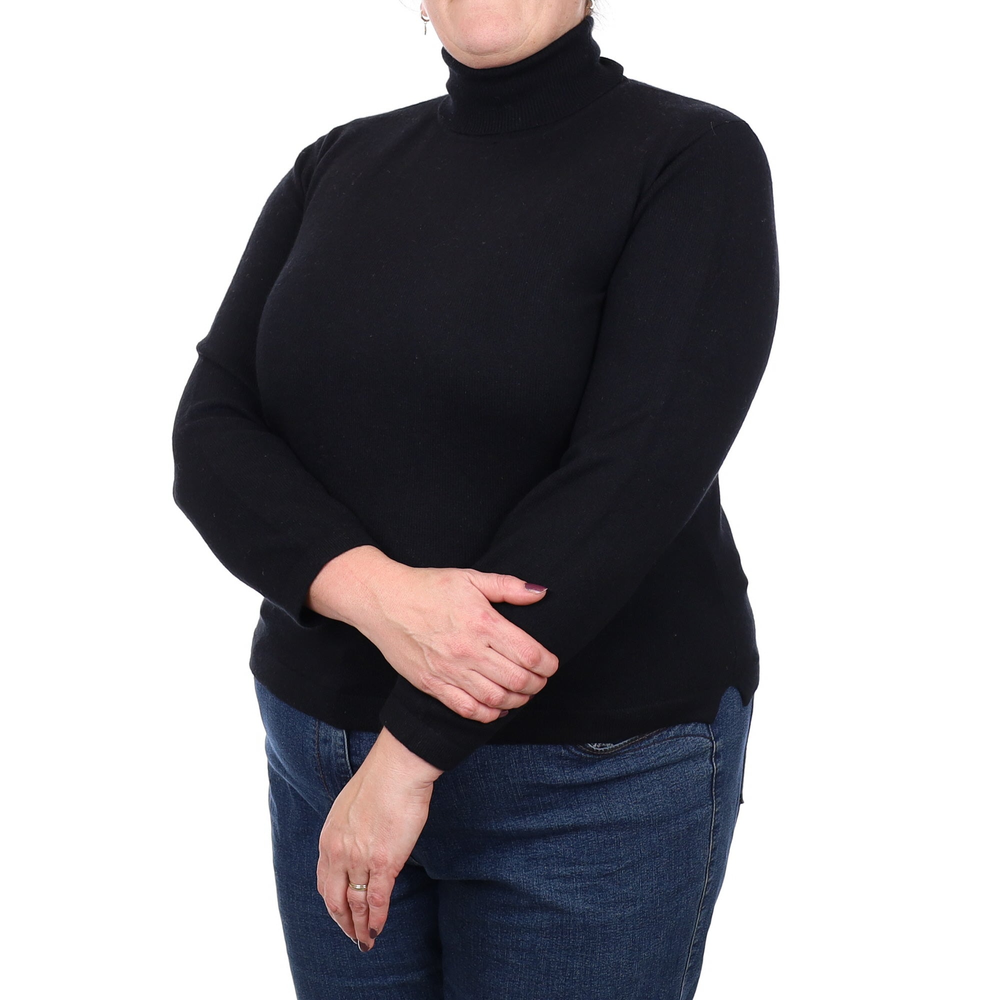 Black Cashmere Polo Neck Jumper Extra Large