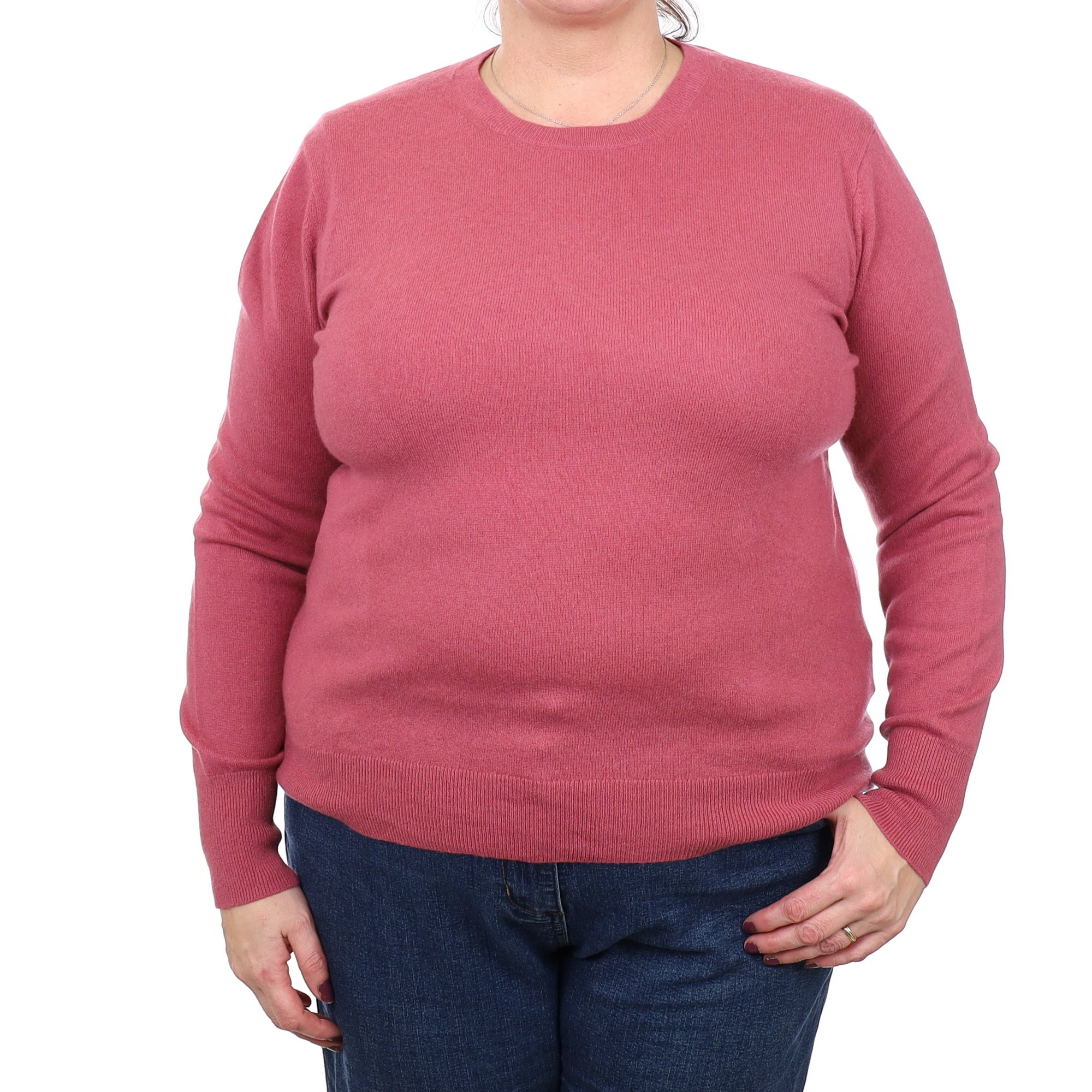 Heather Pink Cashmere Crew Neck Jumper Extra Large