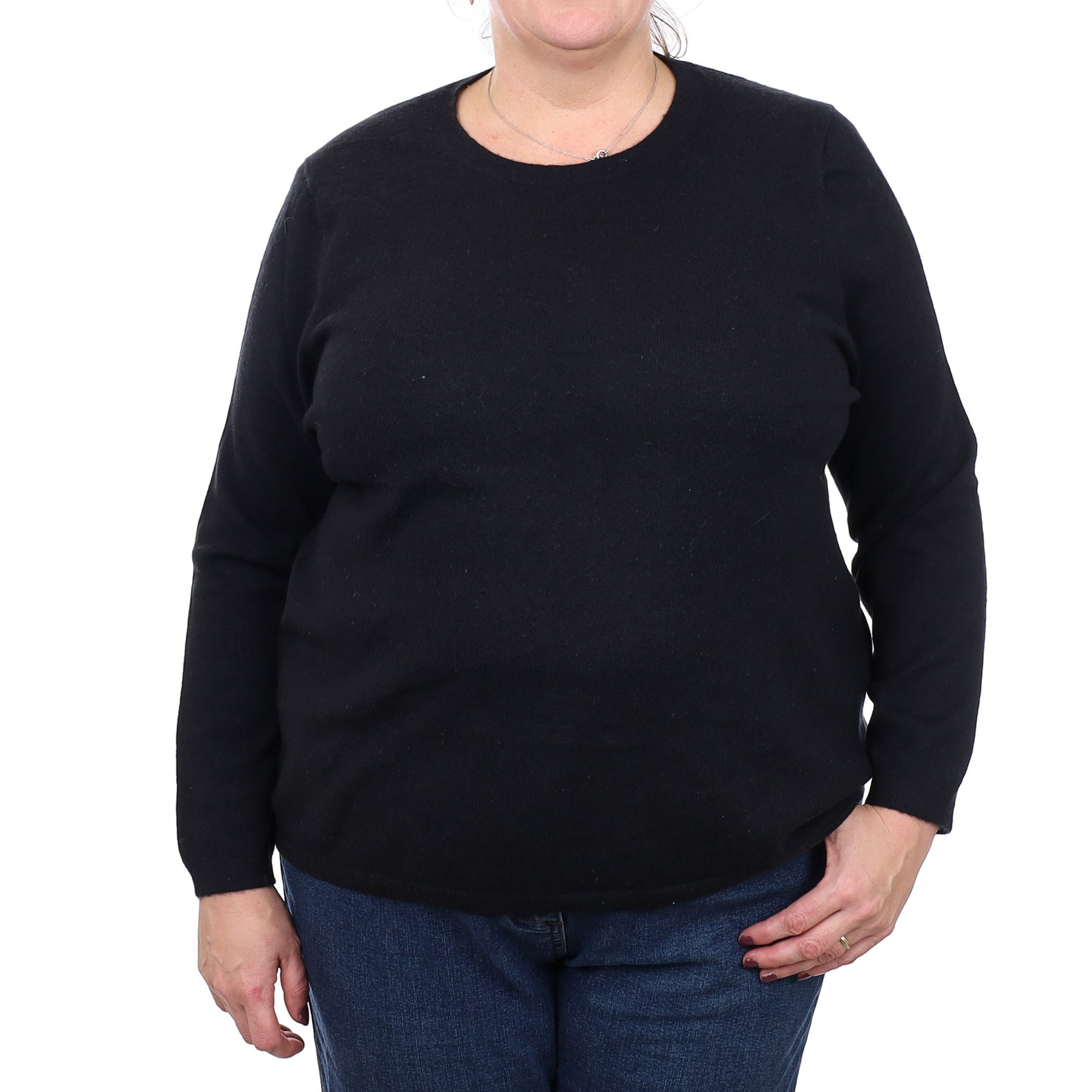 Black Cashmere Crew Neck Jumper 2x Extra Large