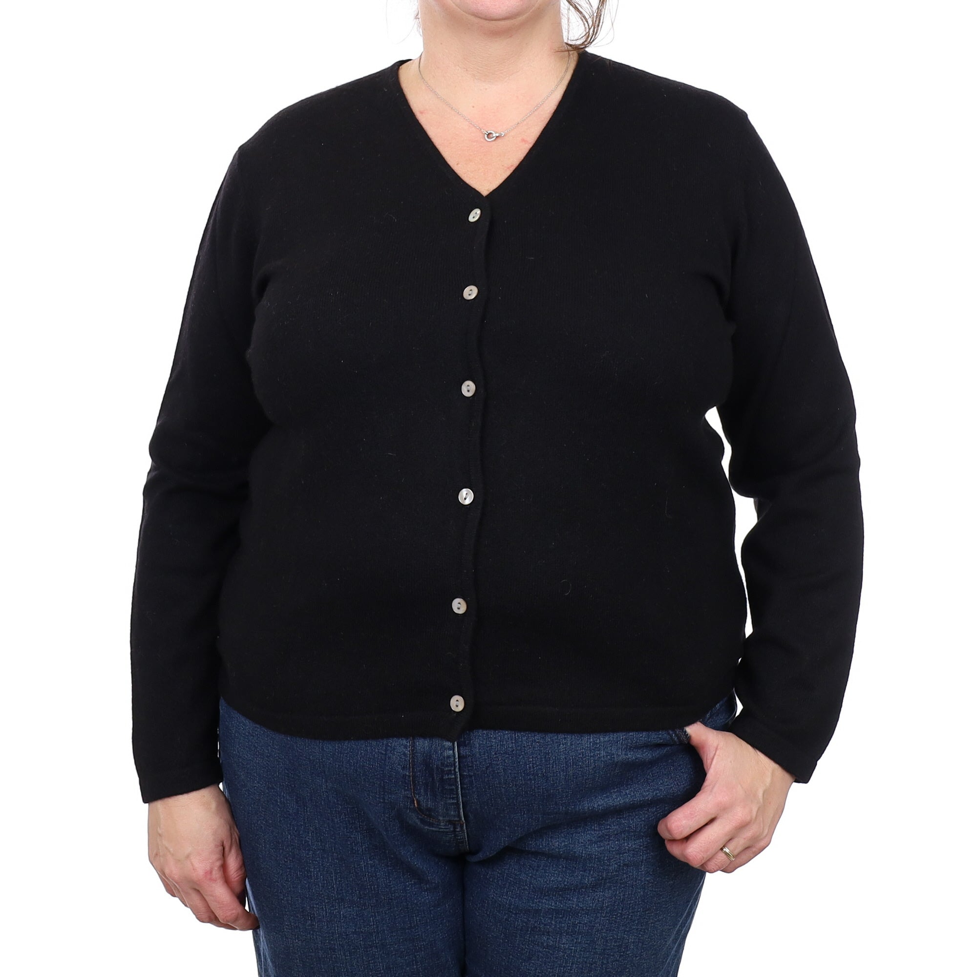 Black CashmereV Neck Cardigan Extra Large