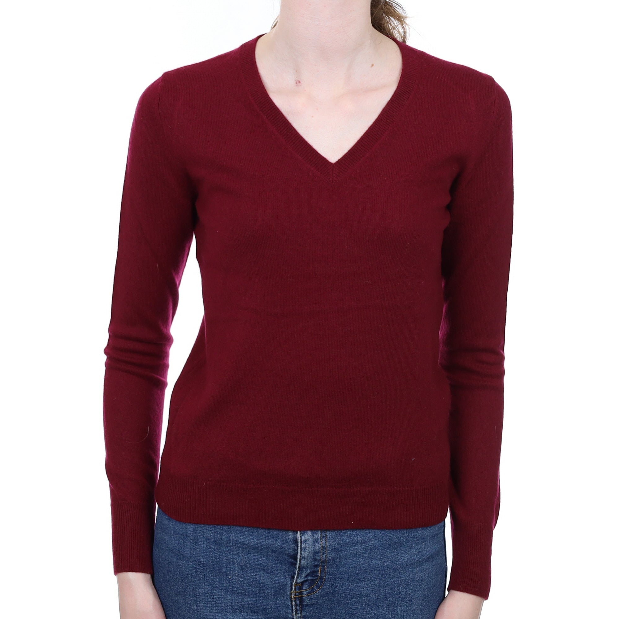 Mulberry Purple Cashmere V Neck Jumper Extra Small