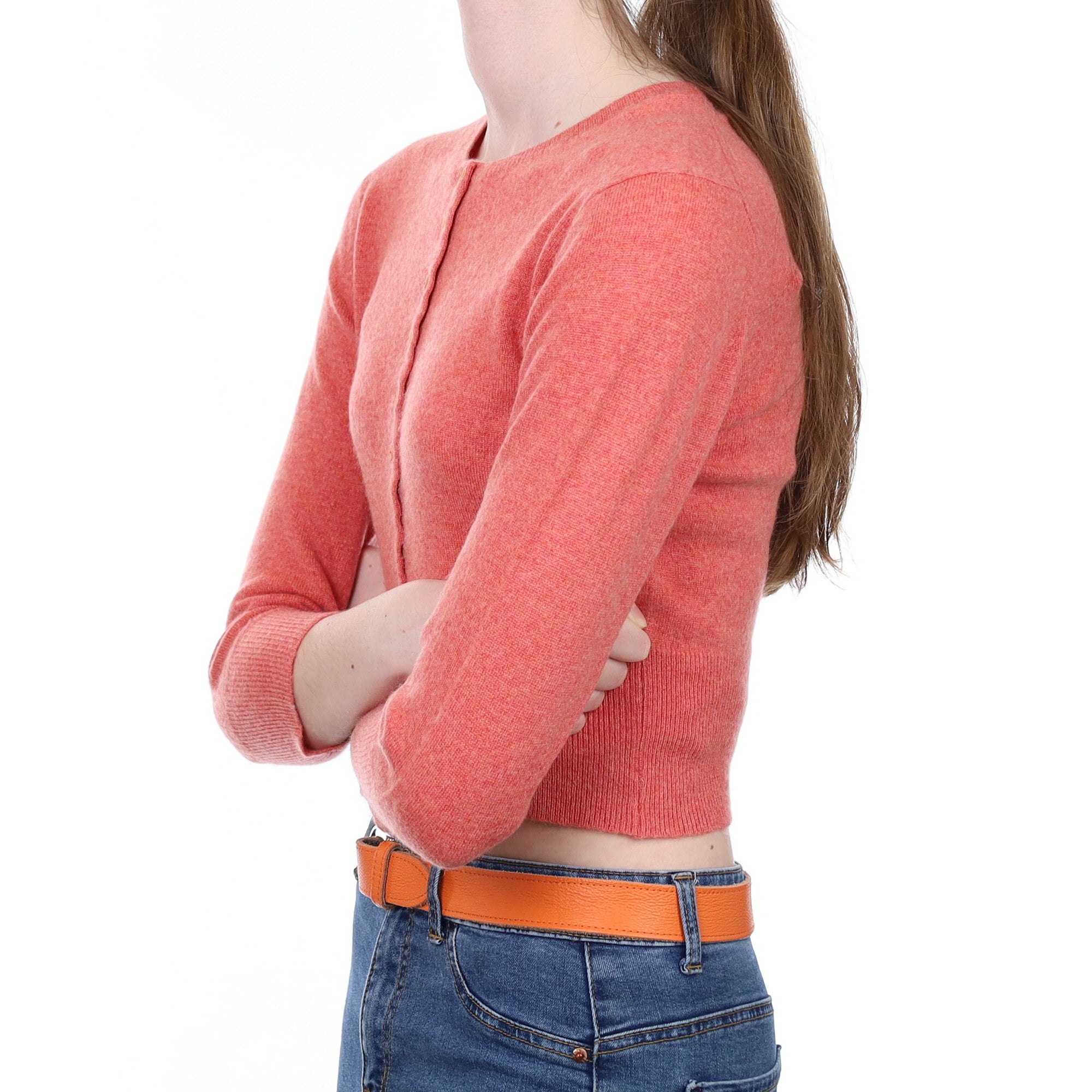 Orange Soda Cashmere Crew Neck Cardigan Extra Small
