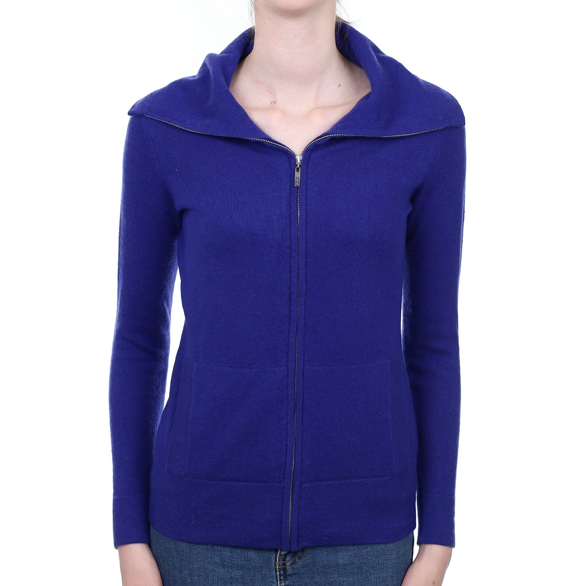 Indigo Blue Cashmere Zip Up Cardigan Extra Small