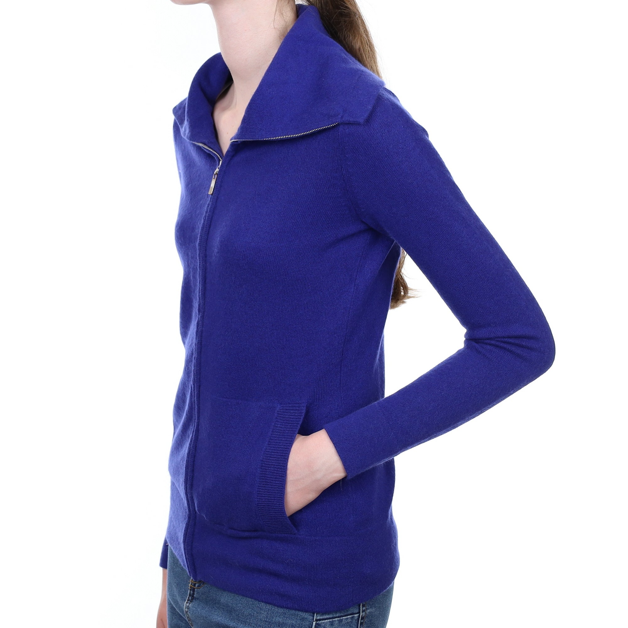 Indigo Blue Cashmere Zip Up Cardigan Extra Small
