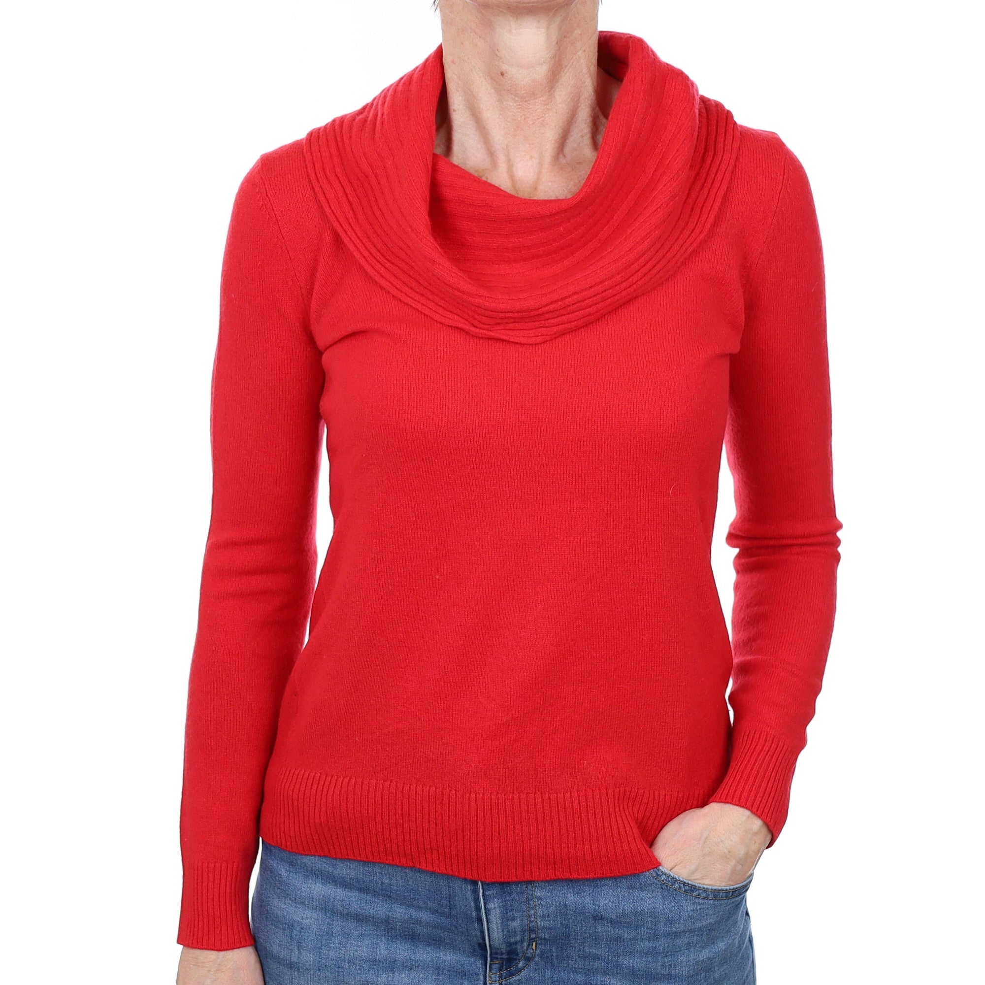 Berry Red Cashmere Cowl Neck Jumper Small
