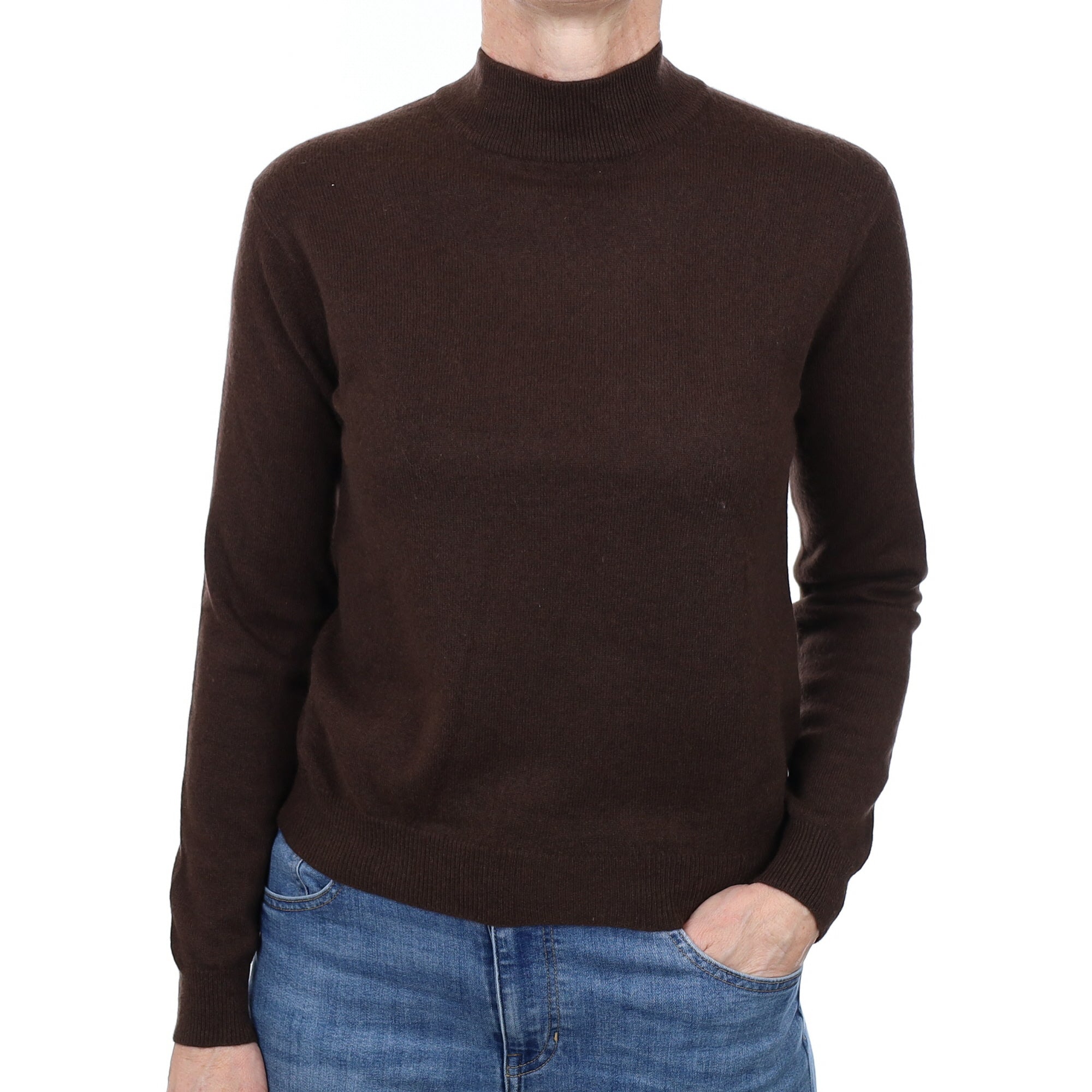 Chocolate Brown Cashmere Turtleneck Jumper Small