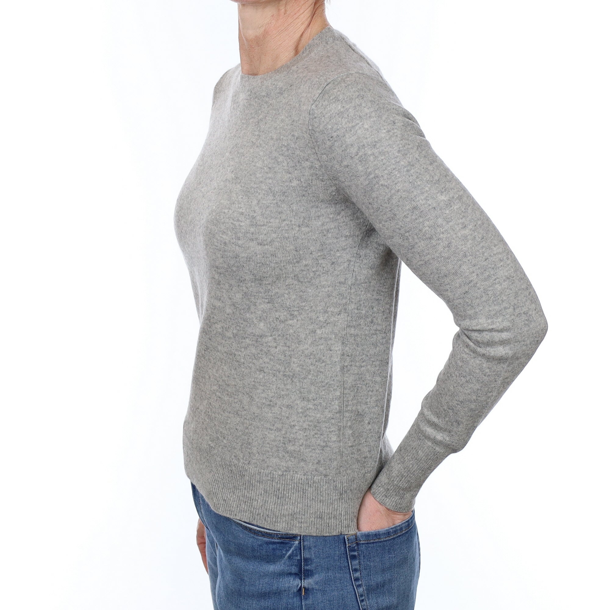 Smoke Grey Cashmere Crew Neck Jumper Small