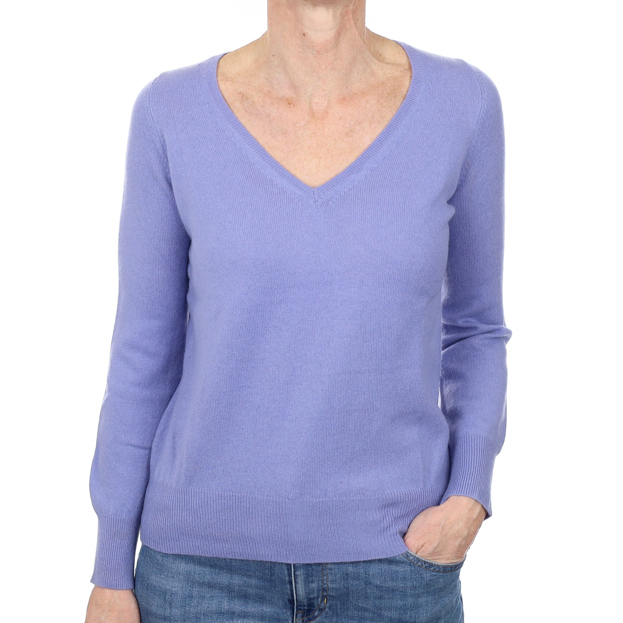 Sky Blue Cashmere V Neck Jumper Small