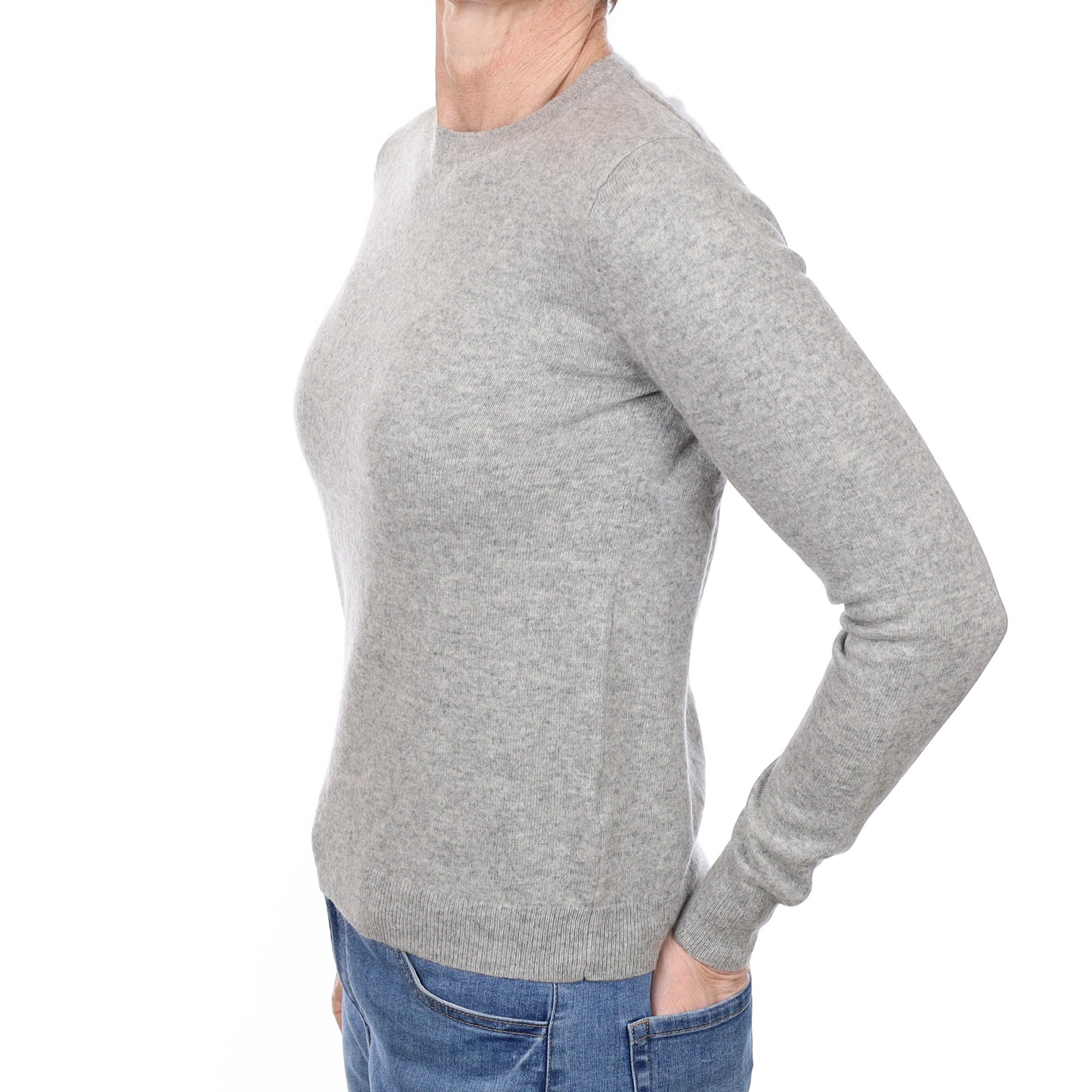 Smoke Grey Cashmere Crew Neck Jumper Small
