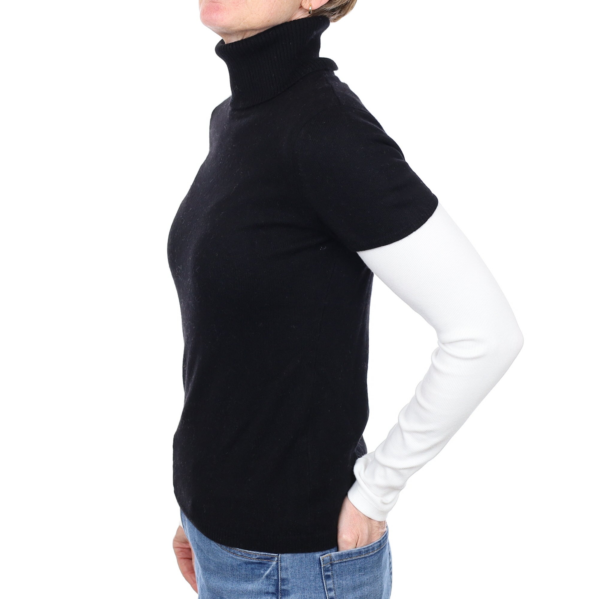 Black Cashmere Polo Neck Jumper Small