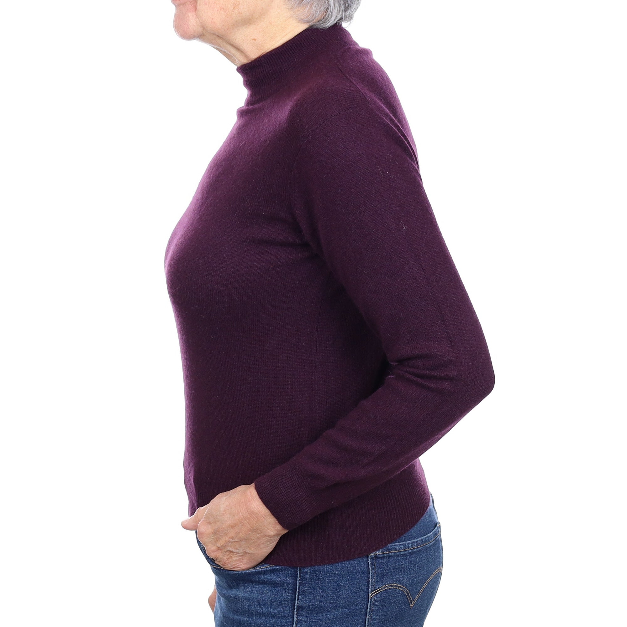Aubergine Purple Cashmere Turtleneck Jumper Medium