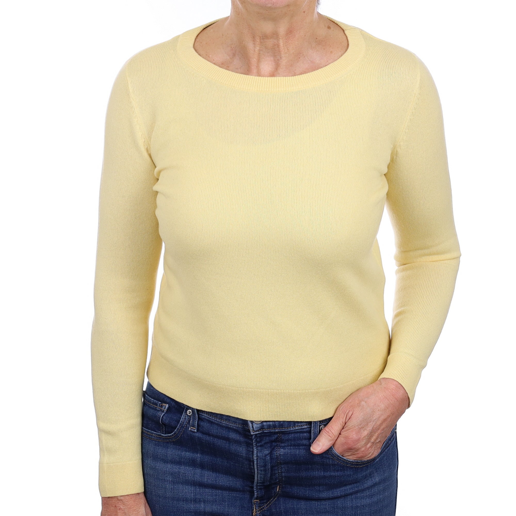 Primrose Yellow Cashmere V Neck Jumper Medium