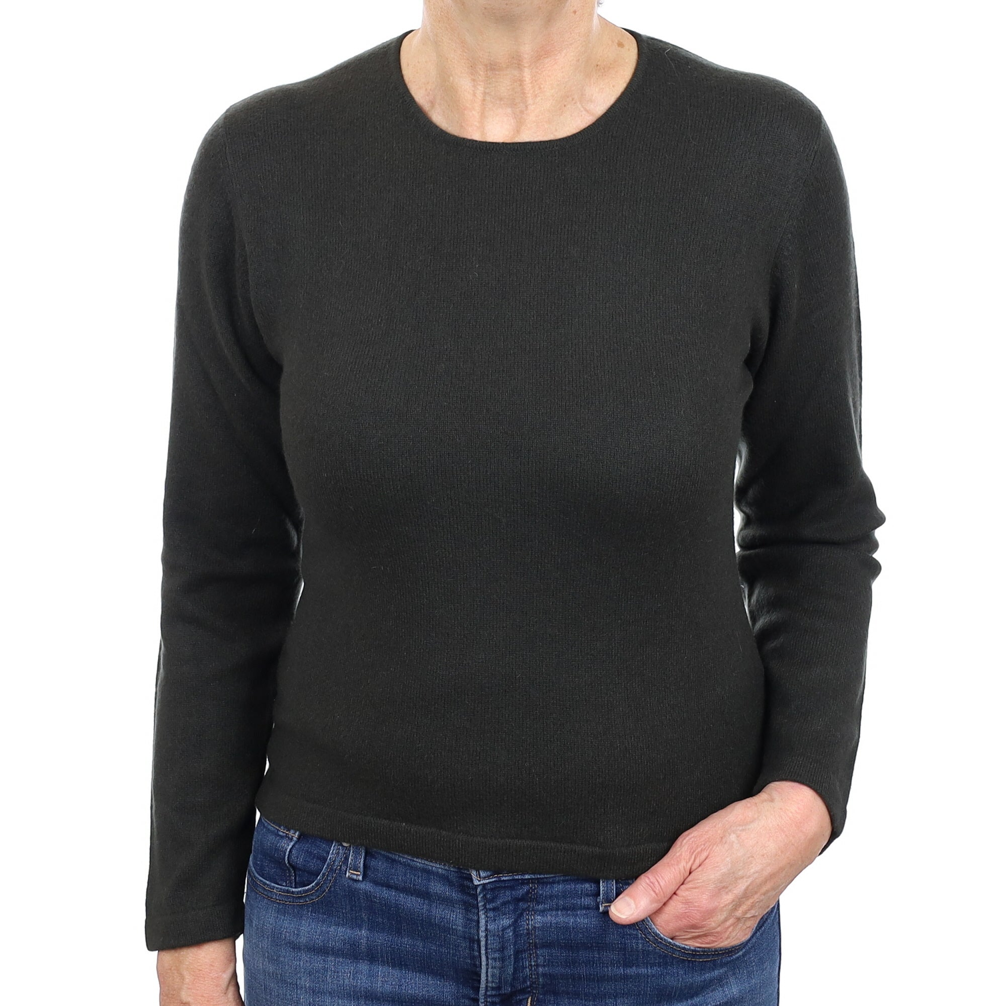 Seaweed Green Cashmere Crew Neck Jumper Medium