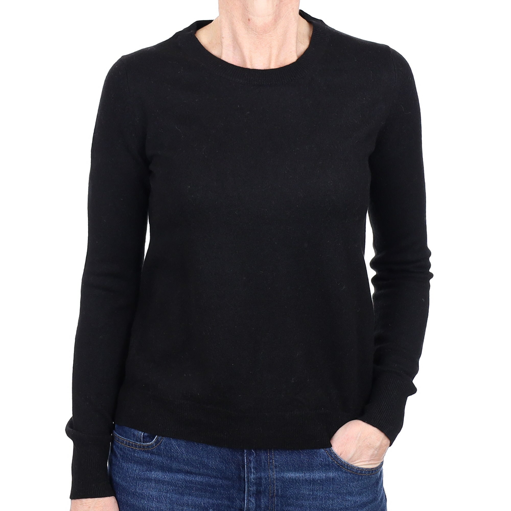 Black Cashmere Crew Neck Jumper Small