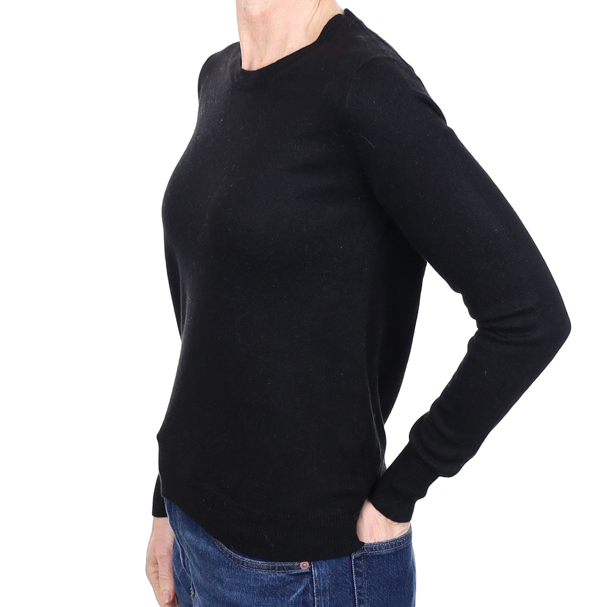 Black Cashmere Crew Neck Jumper Small
