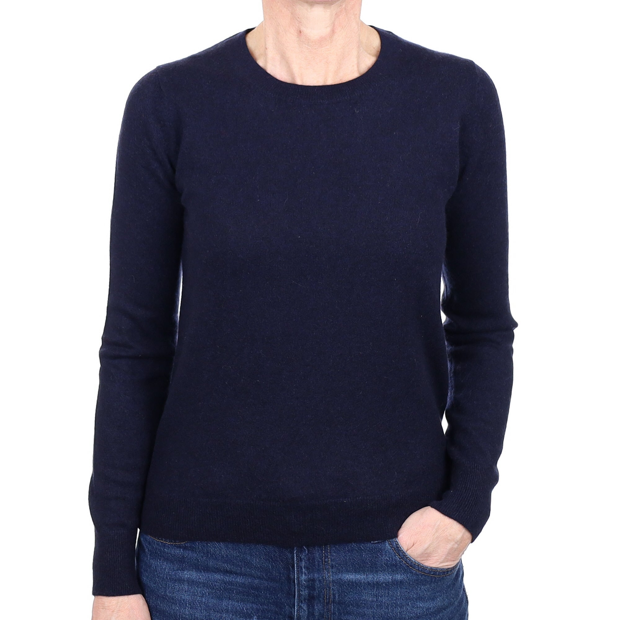Navy Blue Cashmere Crew Neck Jumper Small