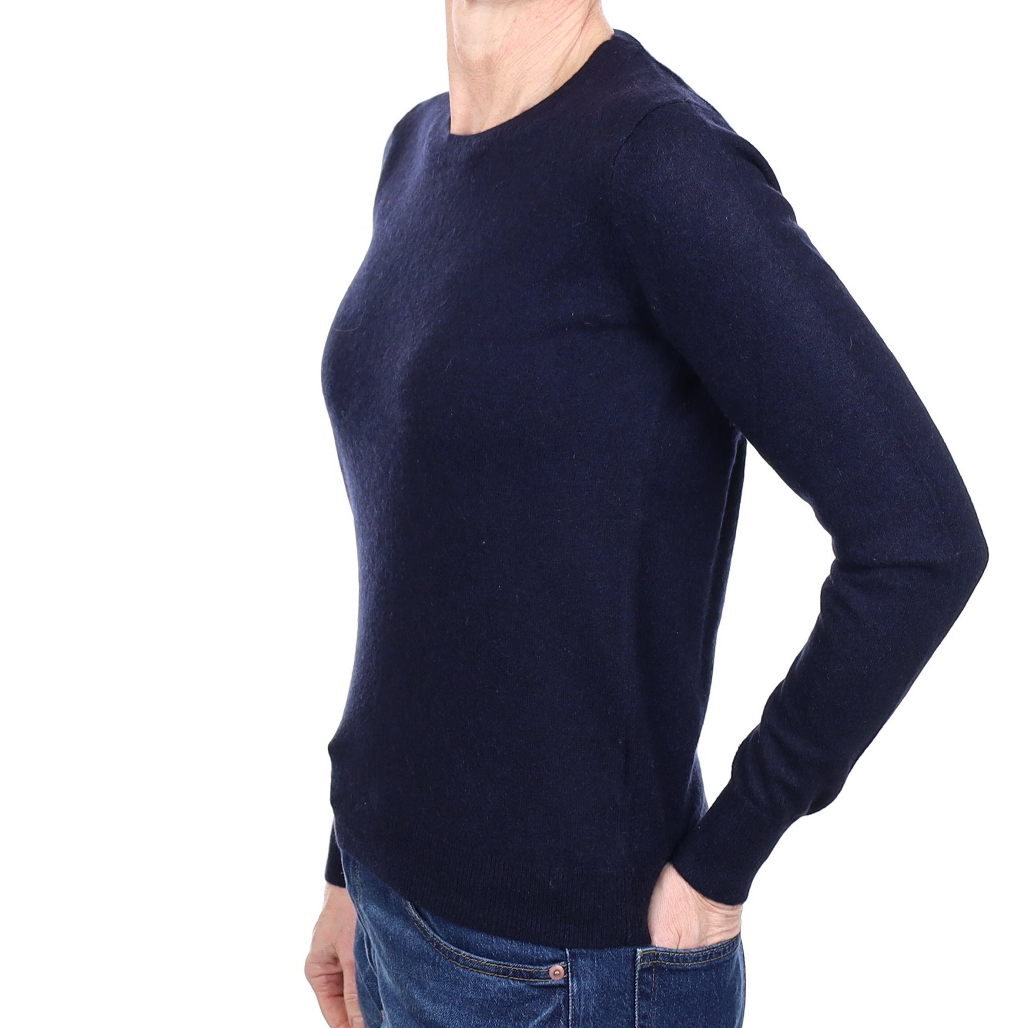Navy Blue Cashmere Crew Neck Jumper Small