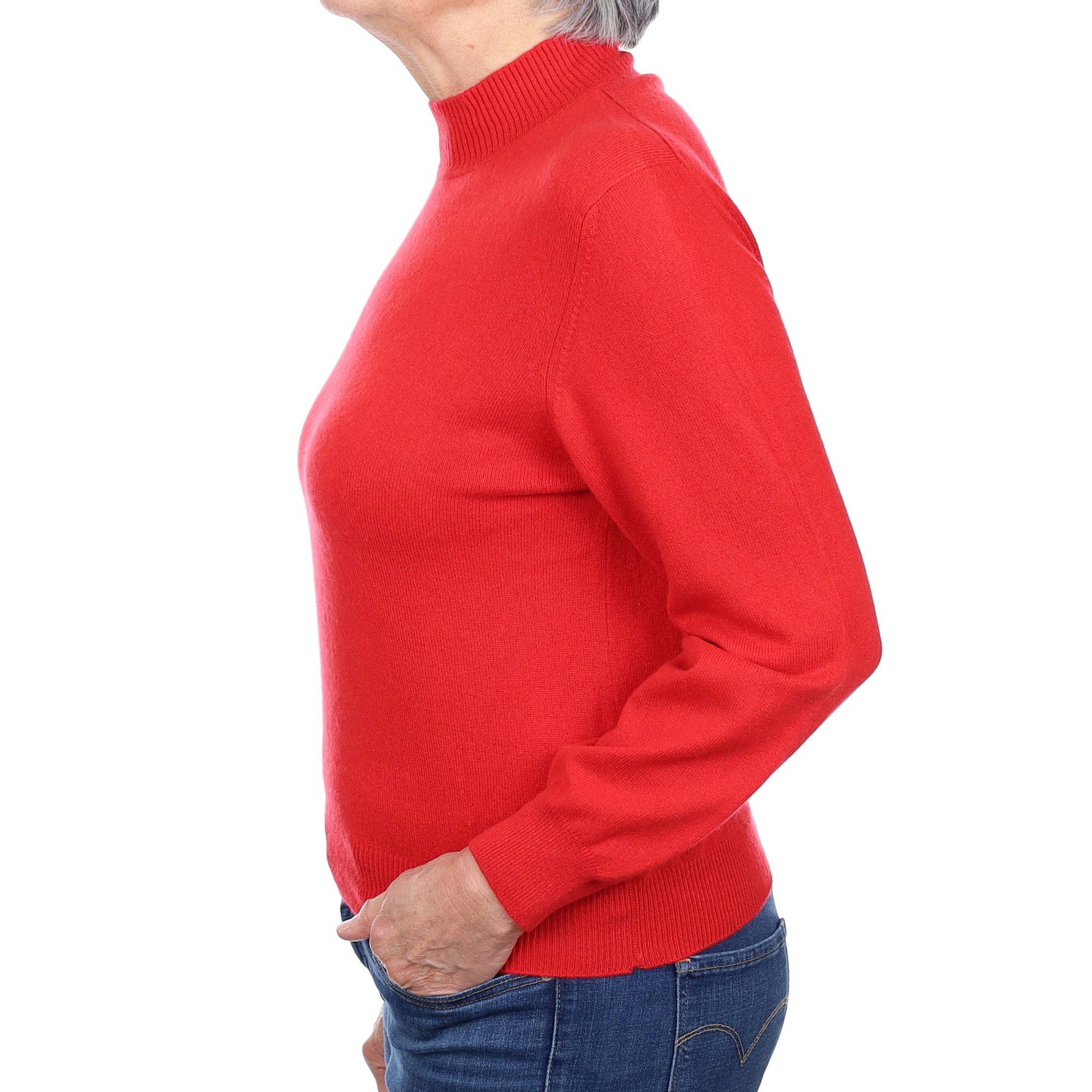 Vermillion Red Cashmere Turtle Neck Jumper Medium