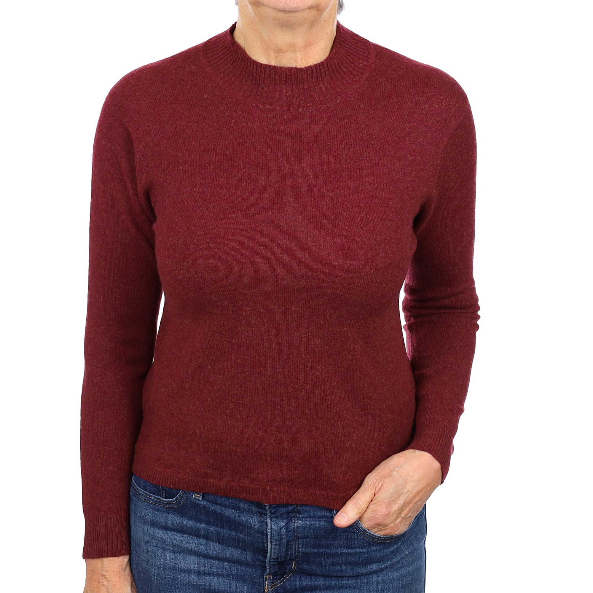 Wine Red Cashmere Turtle Neck Jumper Medium