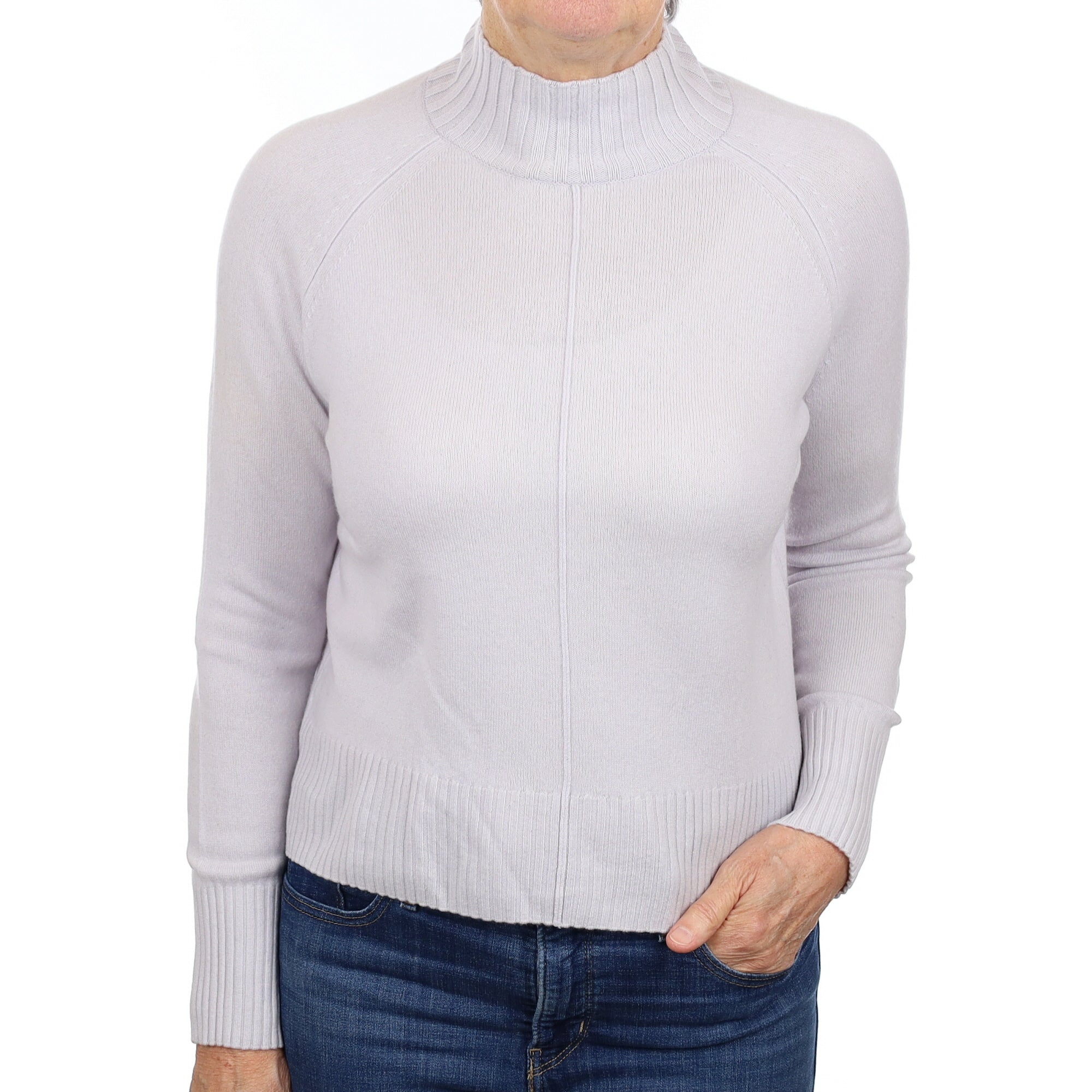 Dove Grey Cashmere Turtle Neck Jumper Medium