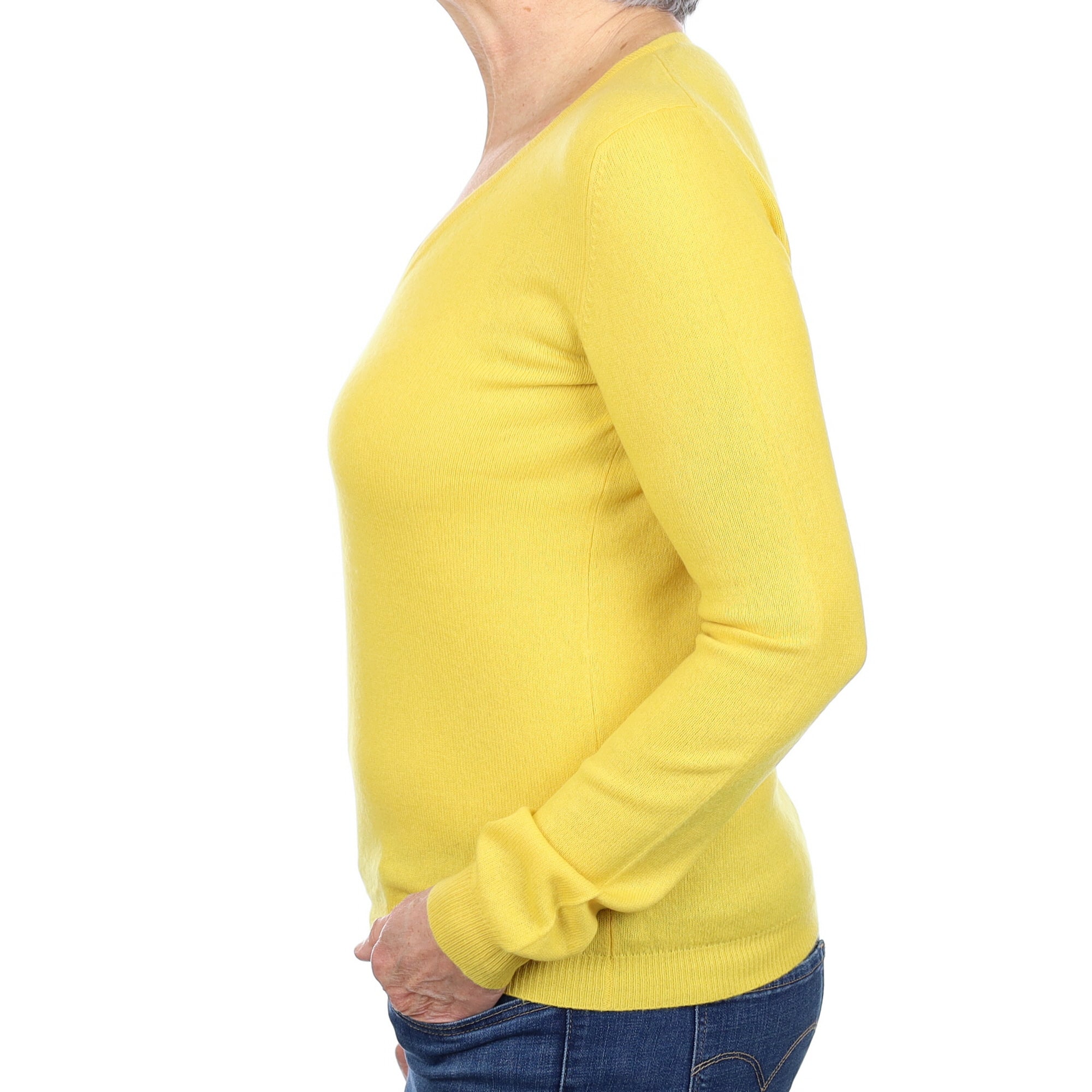Sunflower Yellow Cashmere V Neck Jumper Medium