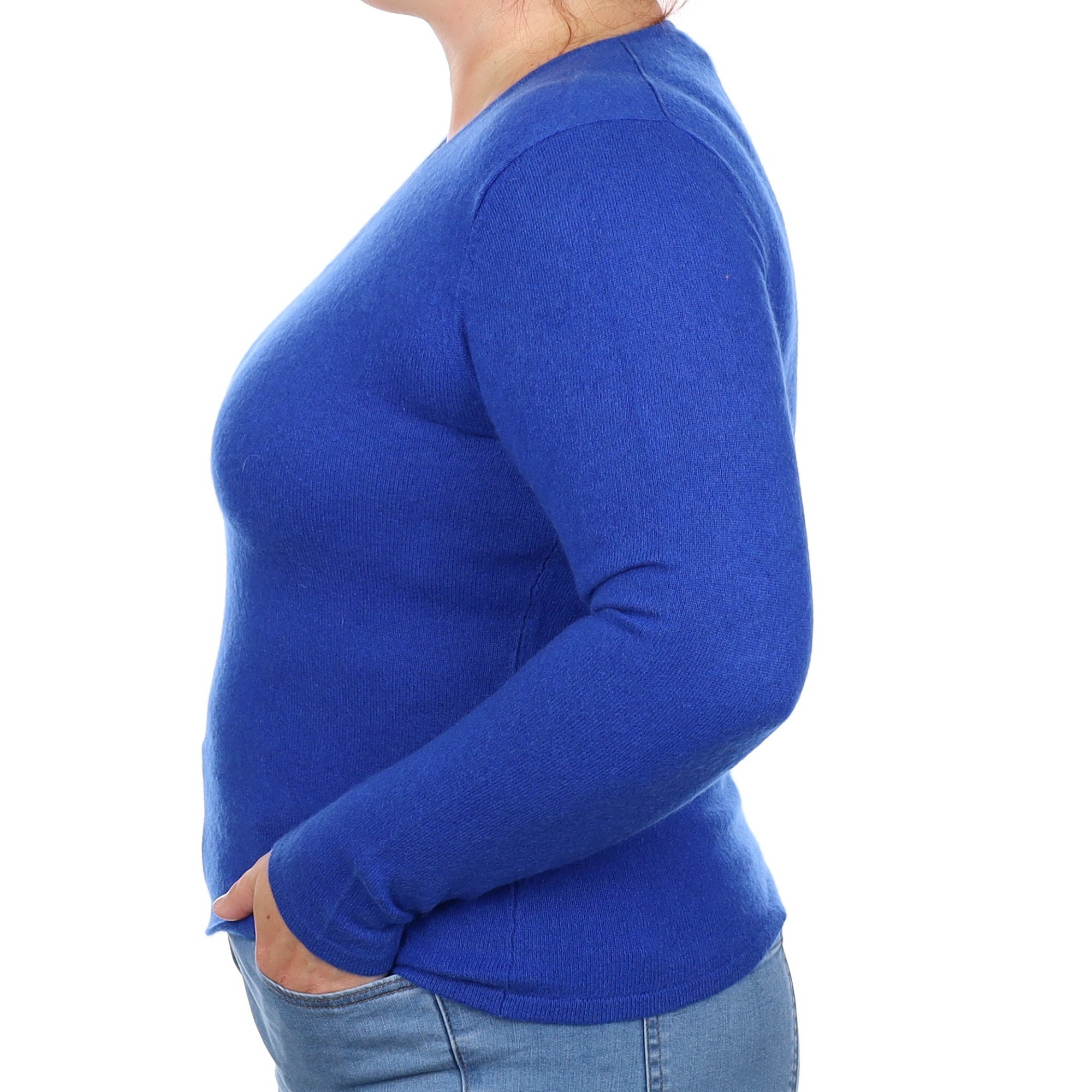 Royal Blue Cashmere V Neck Jumper Large