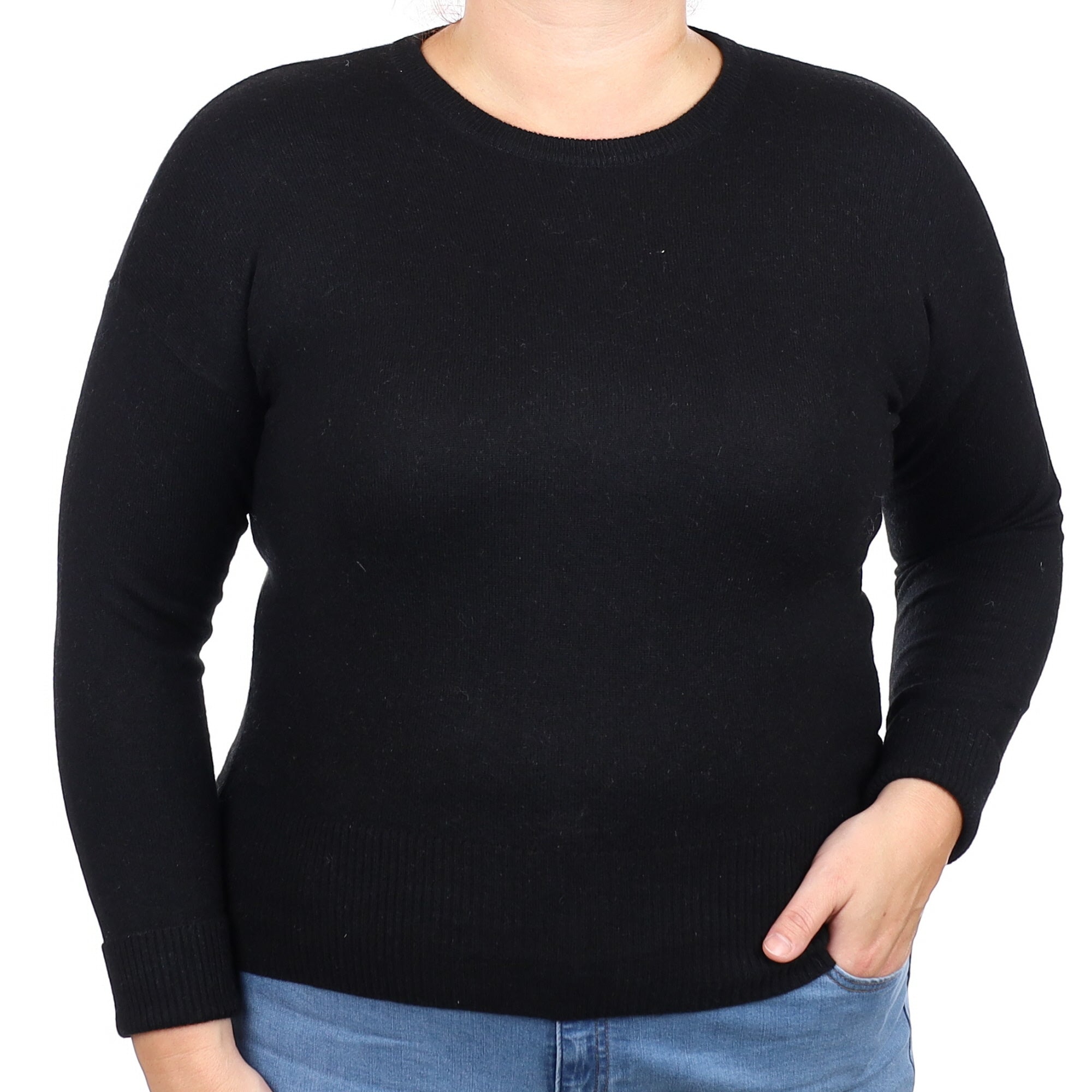 Black Cashmere Crew Neck Jumper Large