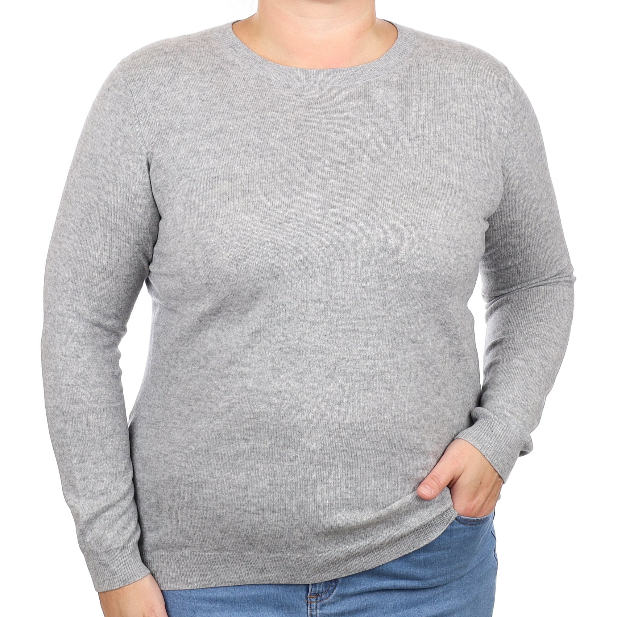 Smoke Grey Cashmere Crew Neck Jumper Large