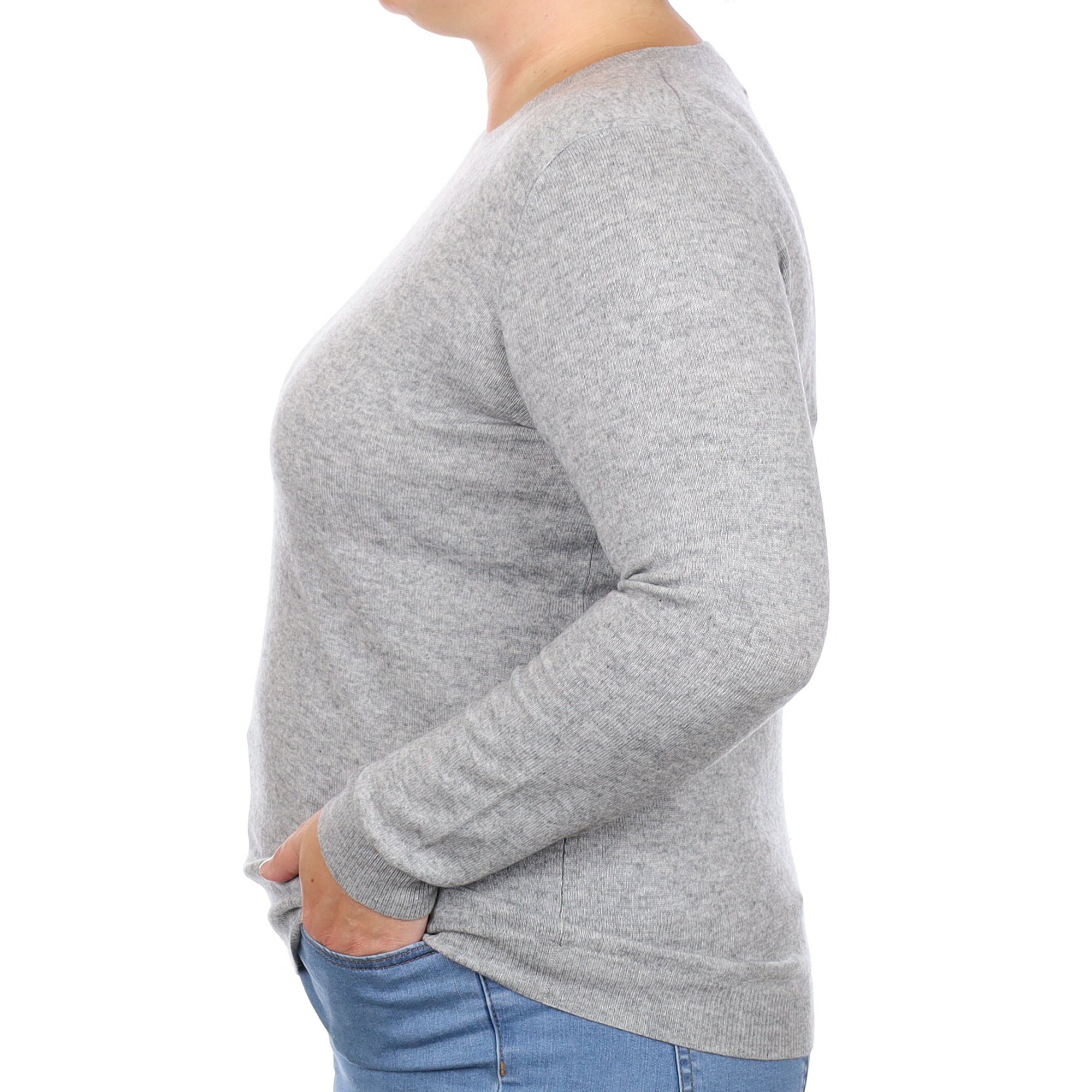 Smoke Grey Cashmere Crew Neck Jumper Large