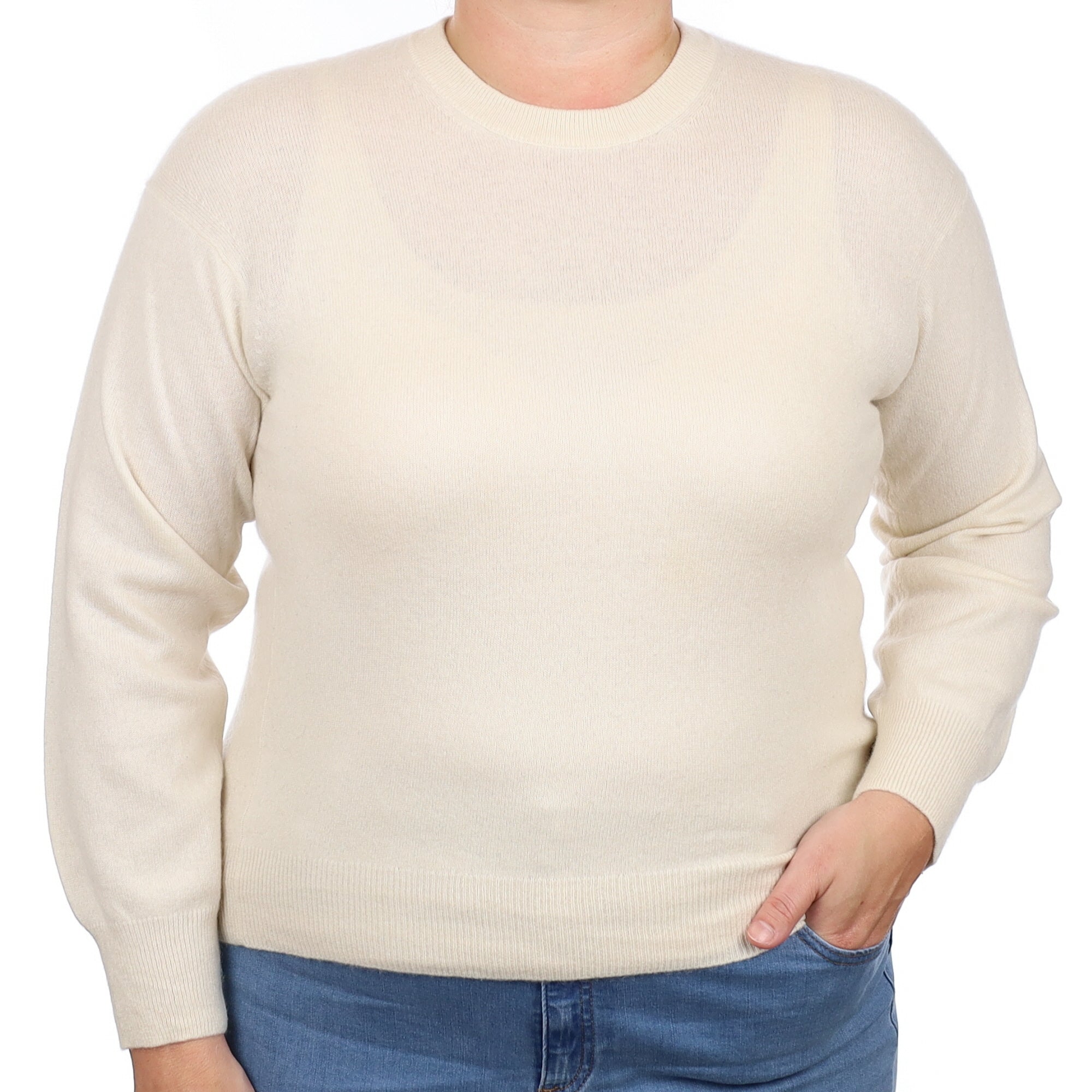 Vanilla Cream Cashmere Crew Neck Jumper Large