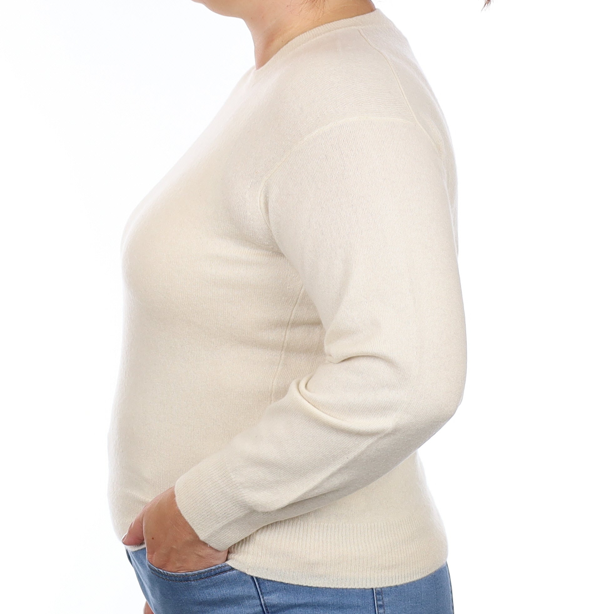 Vanilla Cream Cashmere Crew Neck Jumper Large