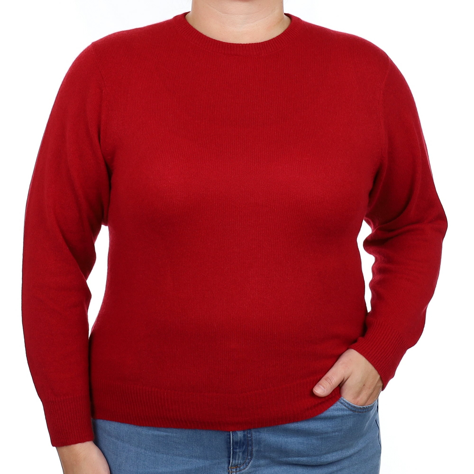 Crimson Red Cashmere Crew Neck Jumper Large