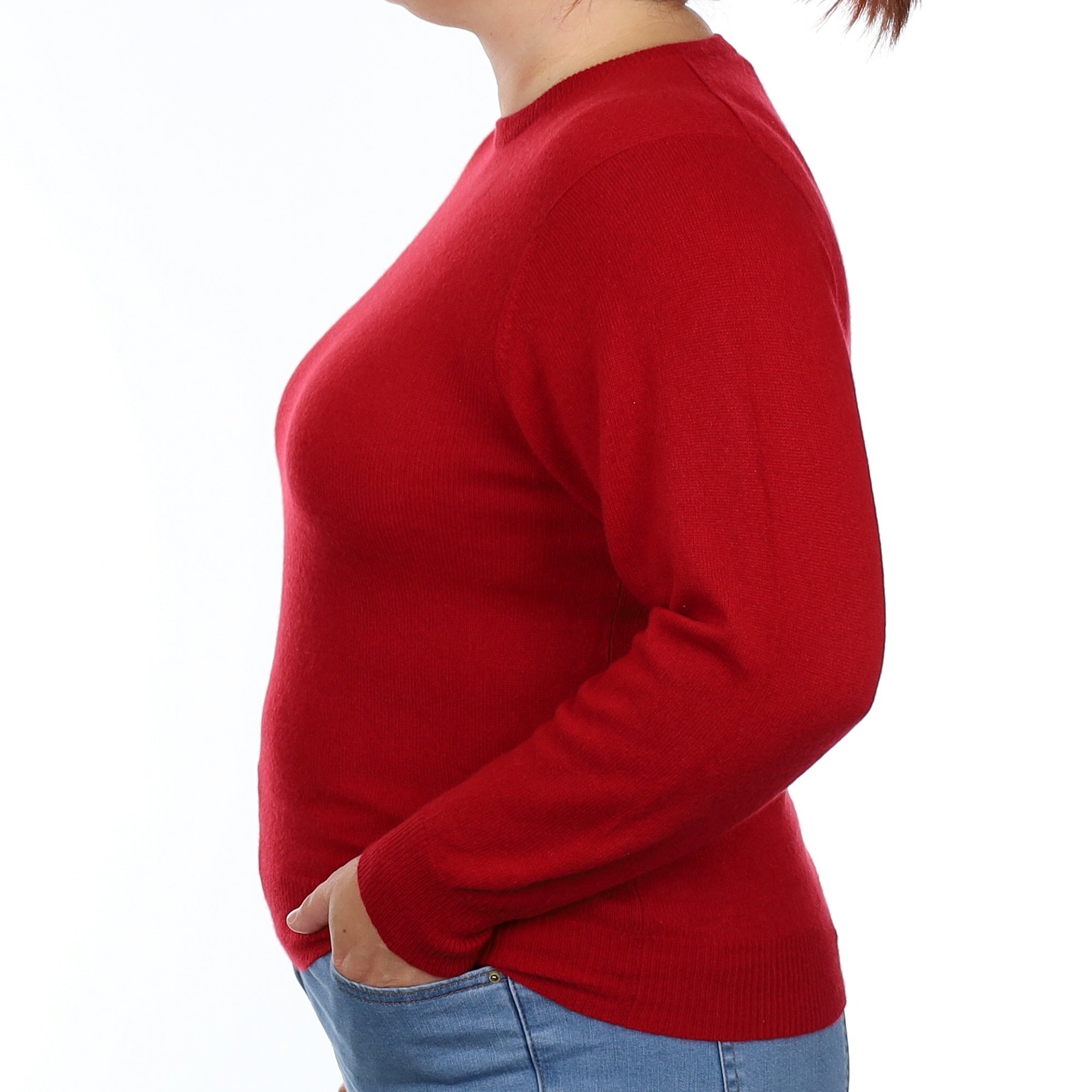 Crimson Red Cashmere Crew Neck Jumper Large