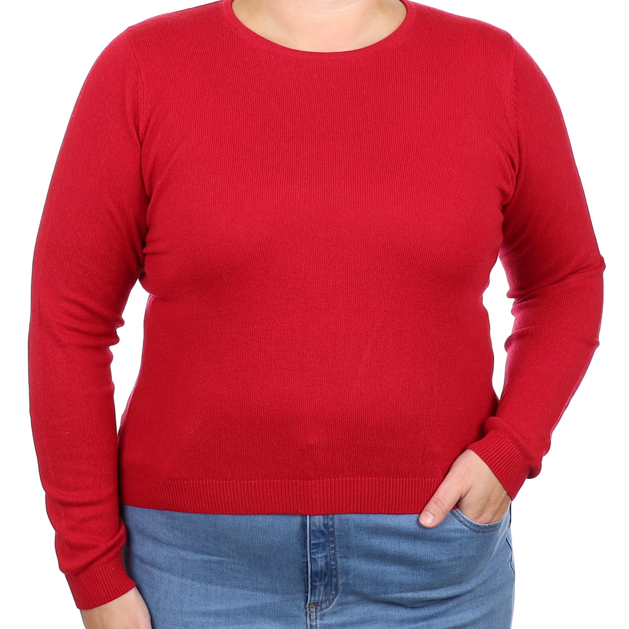 Ruby Red Cashmere Crew Neck Jumper Large