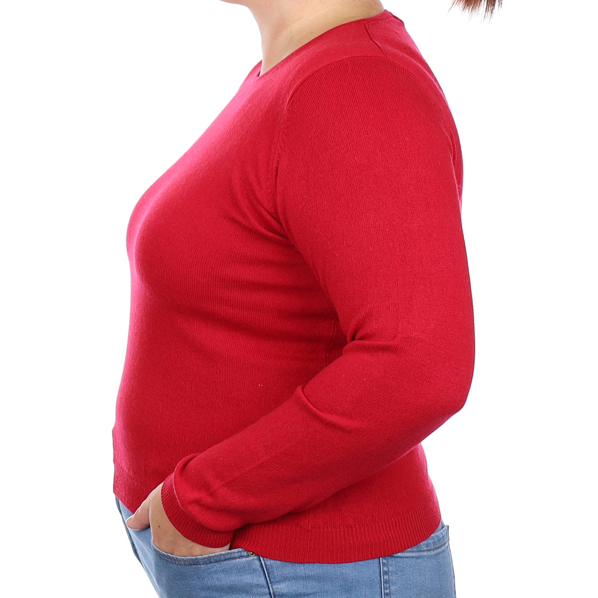 Ruby Red Cashmere Crew Neck Jumper Large