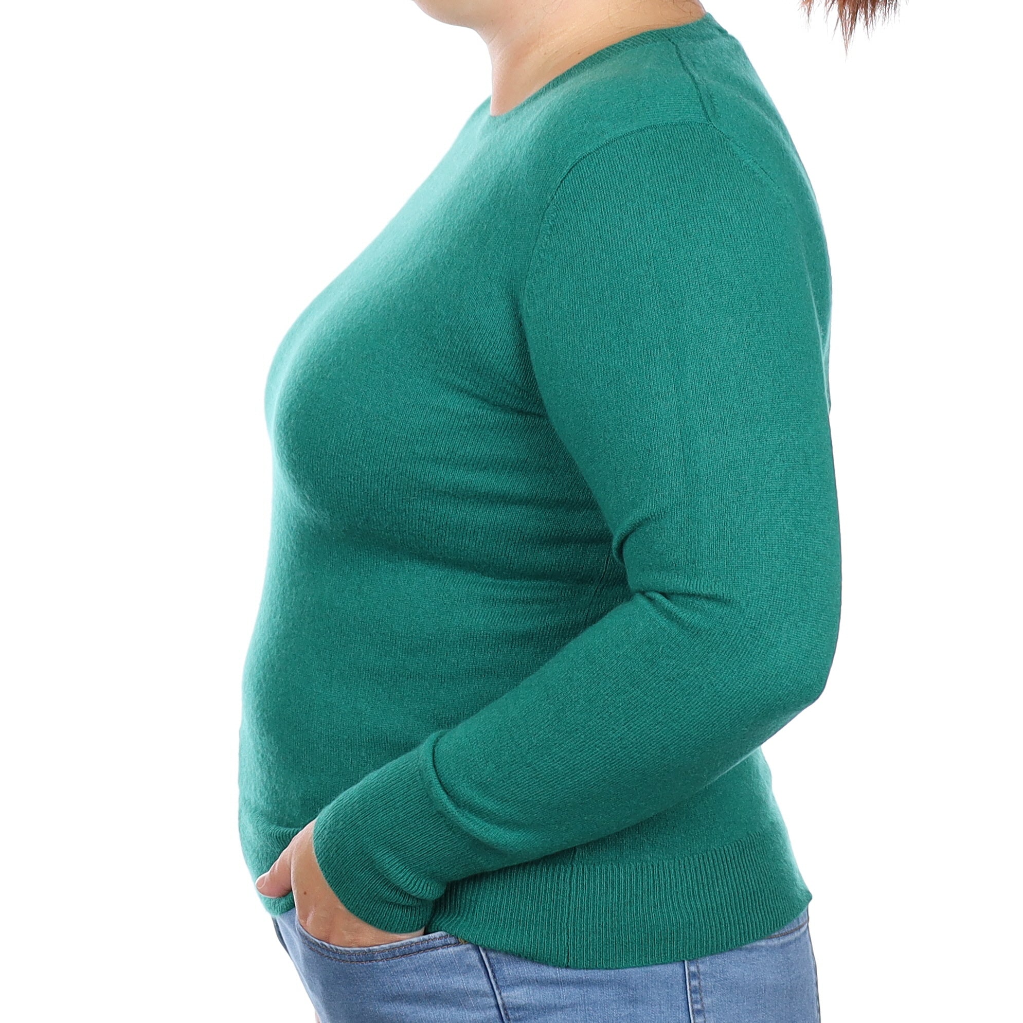Shamrock Green Cashmere Crew Neck Jumper Large